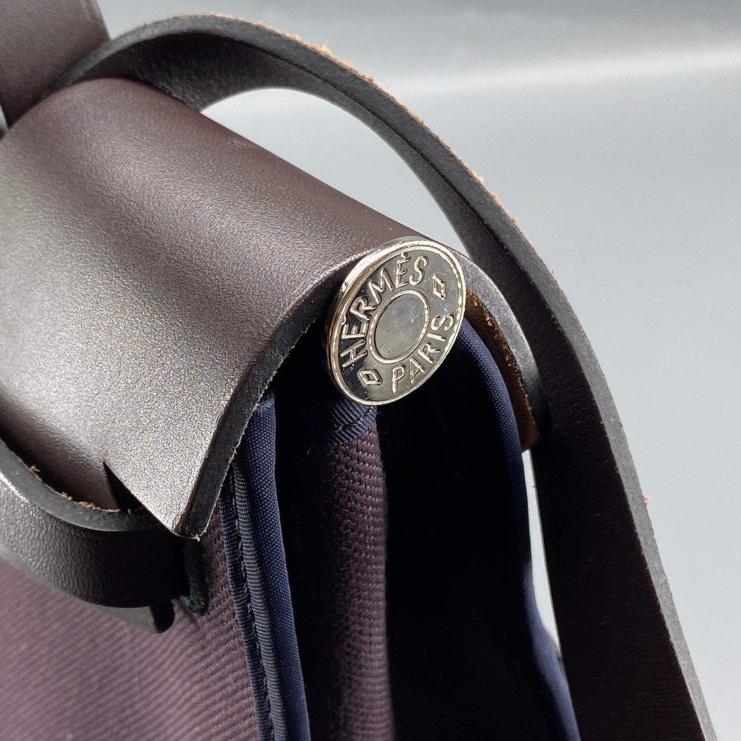 Hermes Herbag 31 Deep Grape Canvas Leather Shoulder Bag