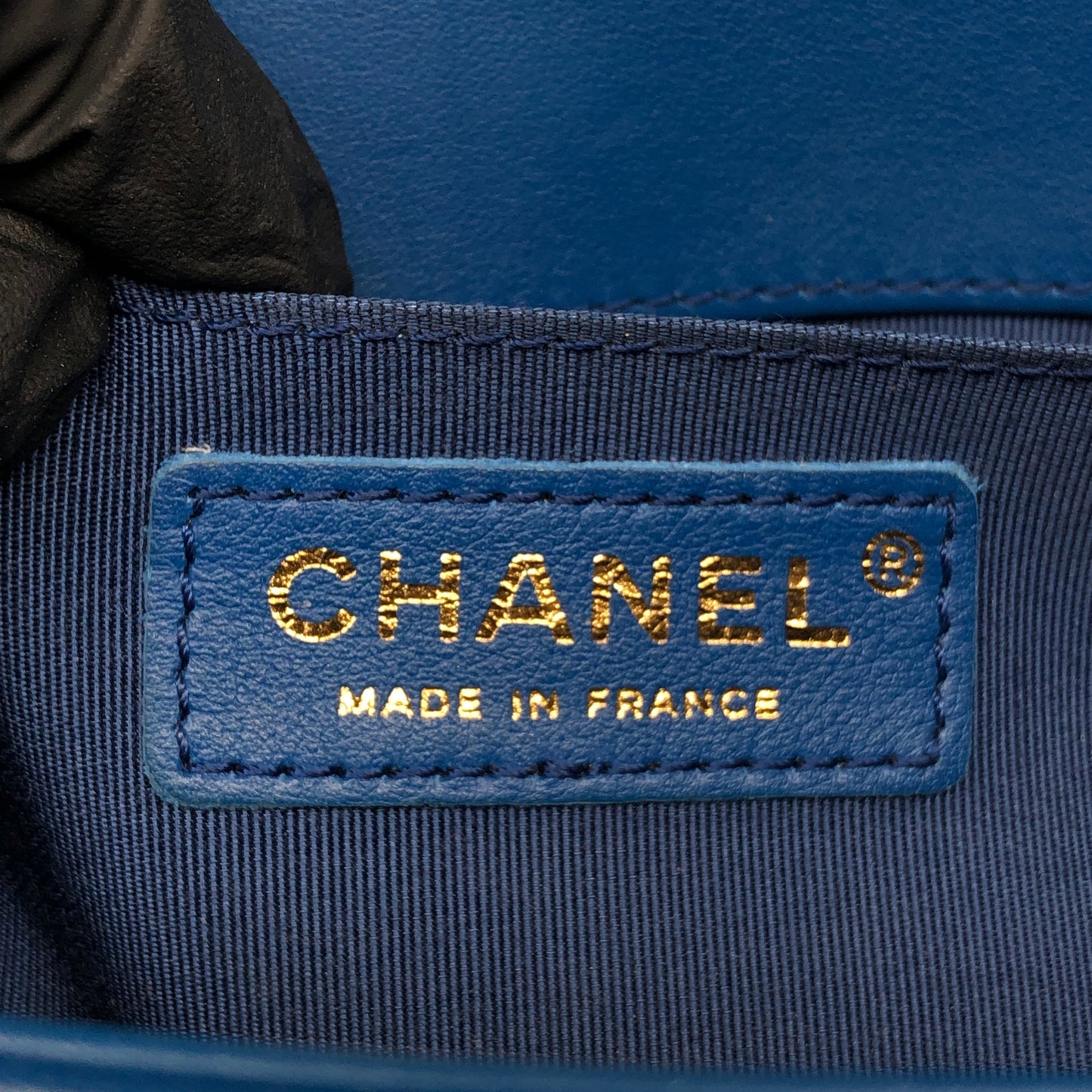 Chanel Boy Lambskin Leather Quilted Leather Chain Flap Bag Bright Blue