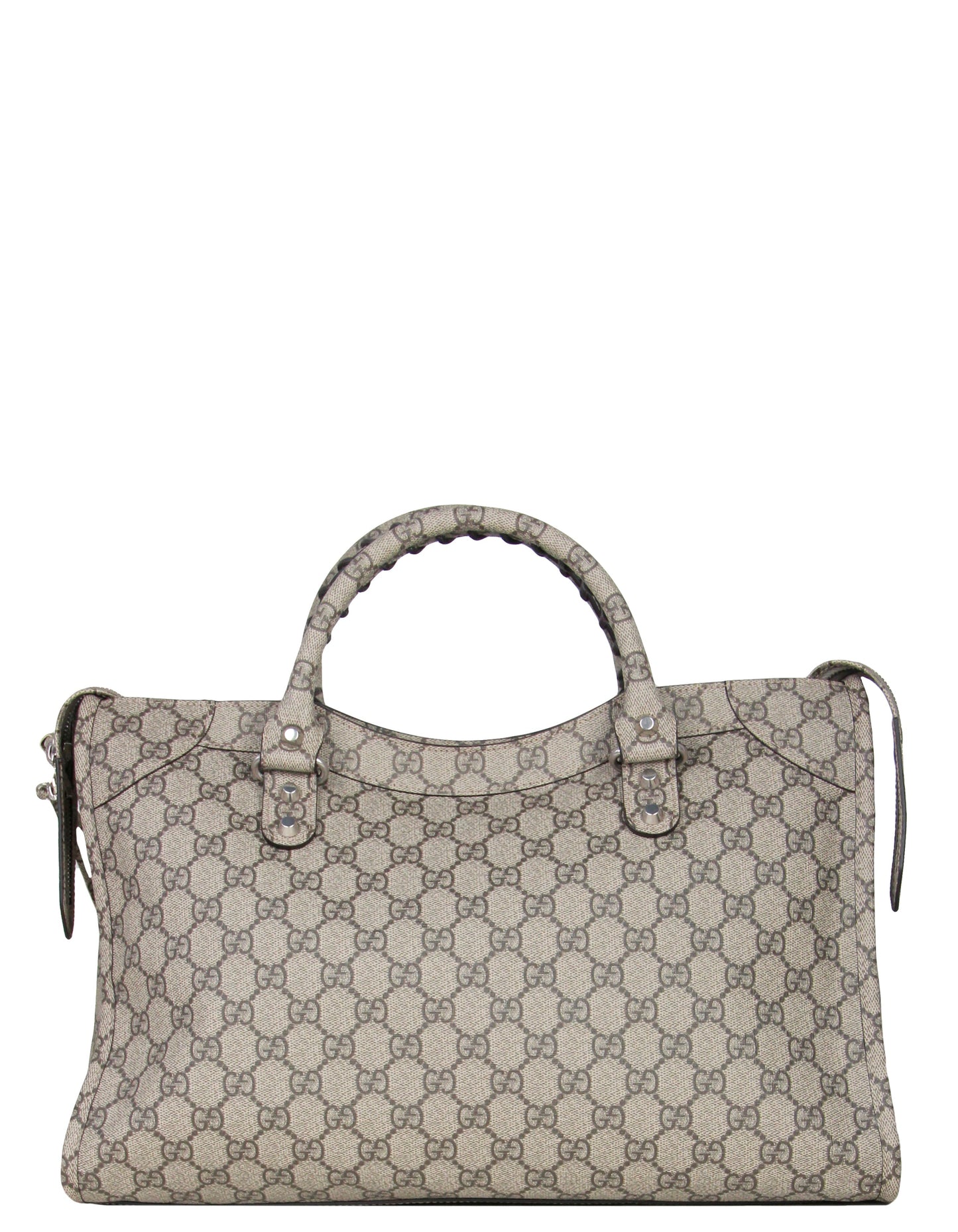 Balenciaga X Gucci GG Supreme Beige Ebony Monogram Neo Classic City Bag