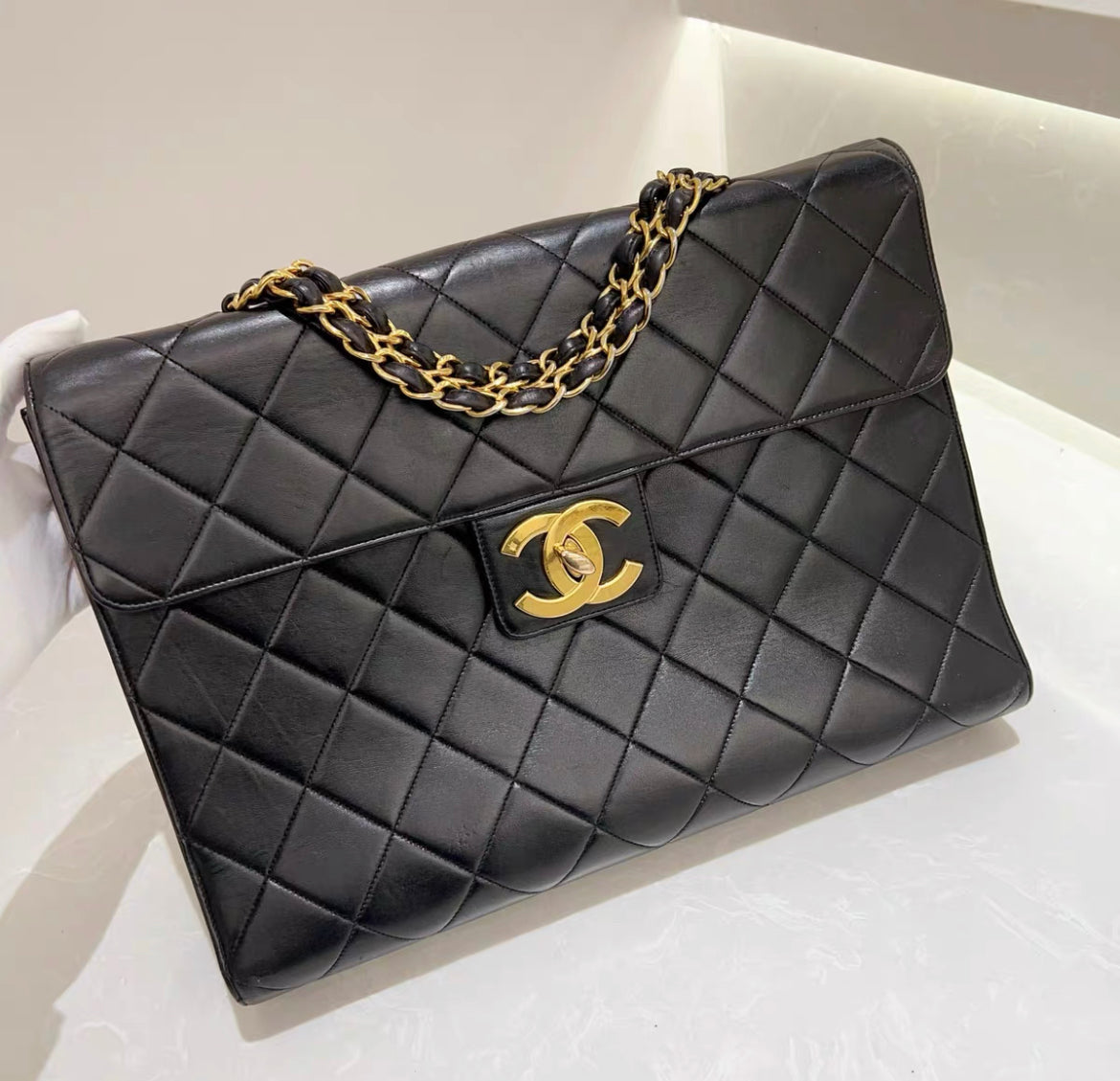 Chanel Rare  Gold Top Handle Business Portfolio Briefcase