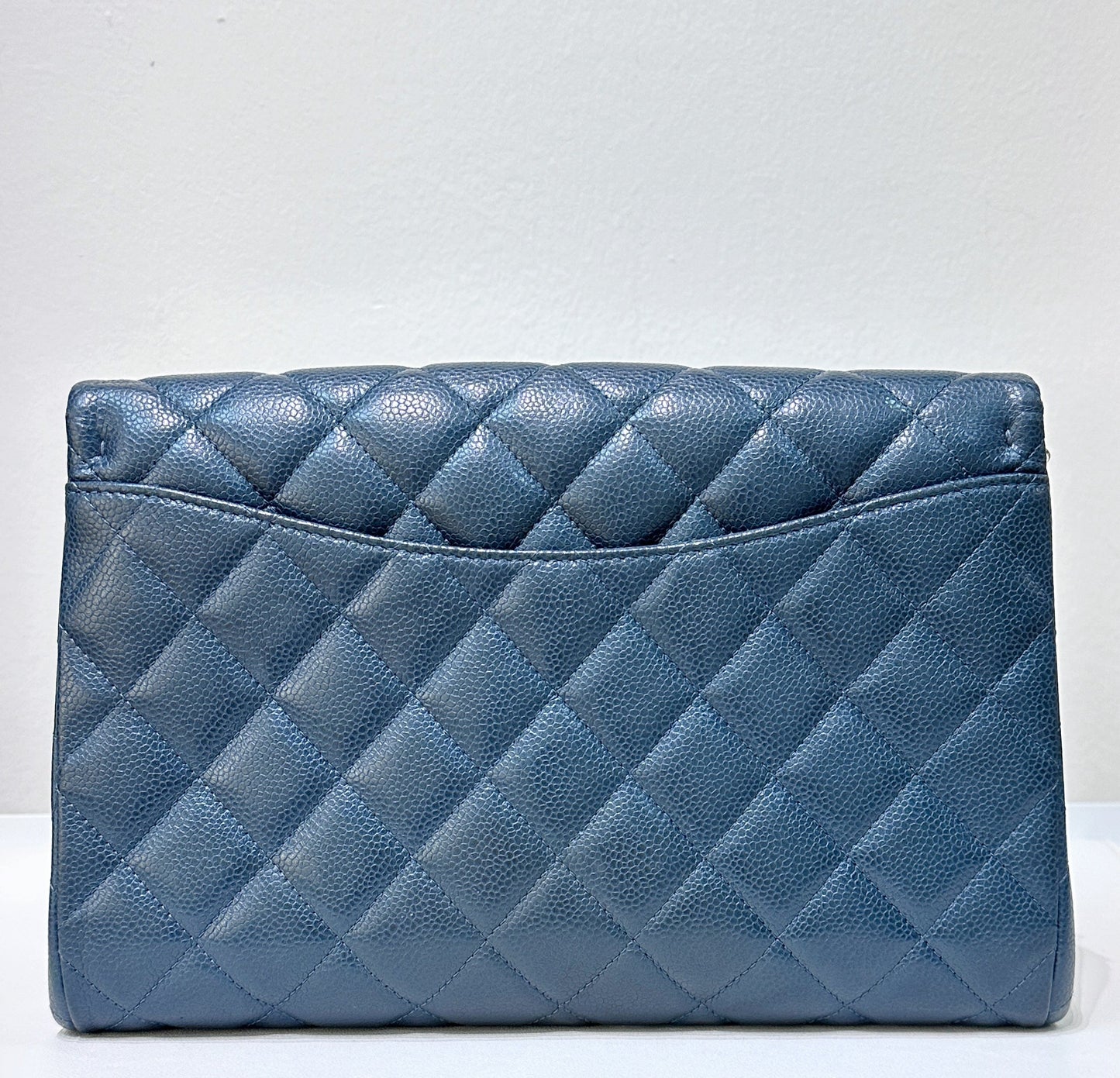 Chanel Blue Caviar Timeless Clutch with Chain SHW