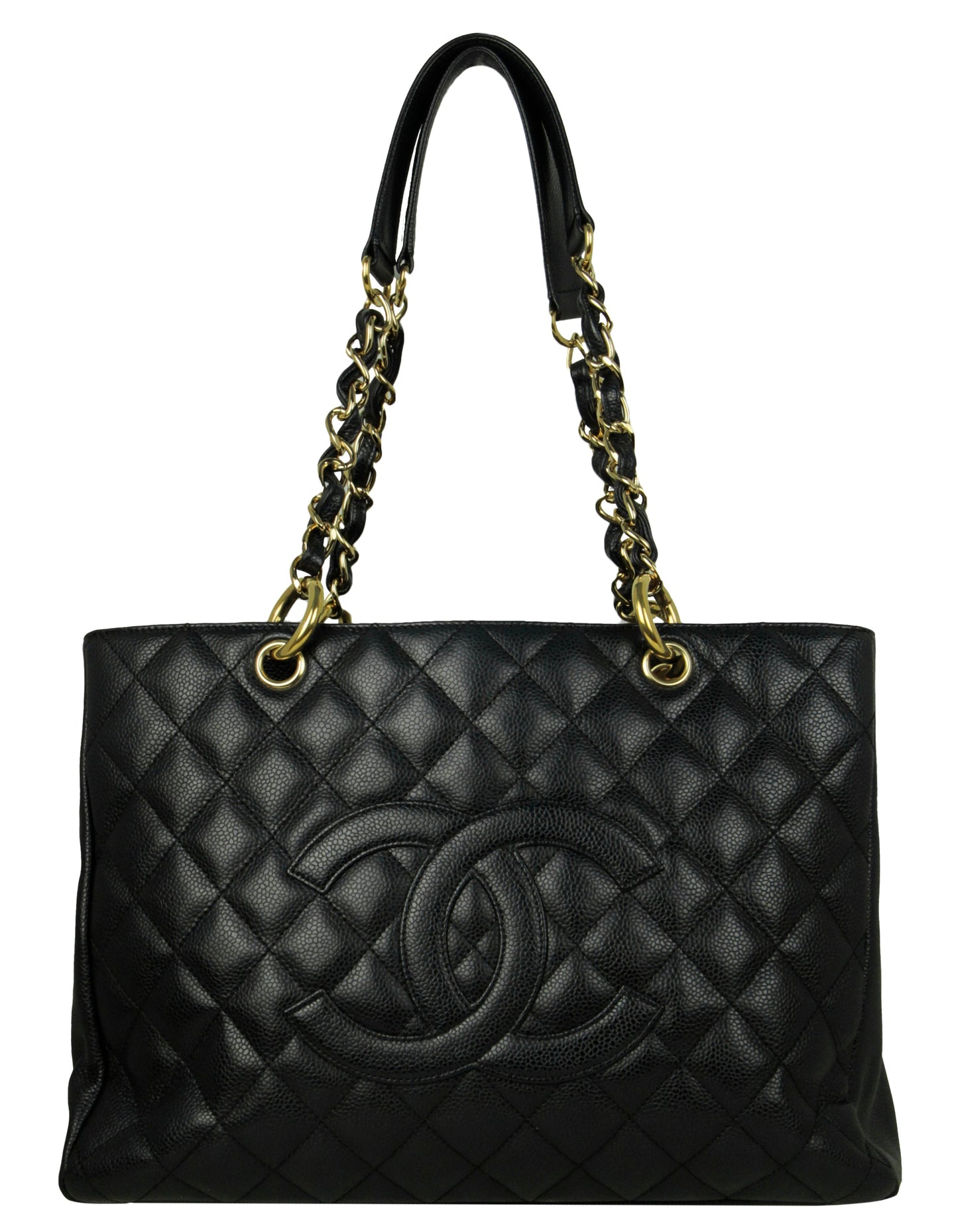 Chanel Black Caviar Leather Quilted Grand Shopper Tote GST Bag