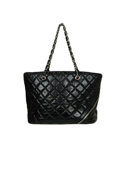 Chanel Leather Black Calfskin Leather CC Cambon Tote Bag