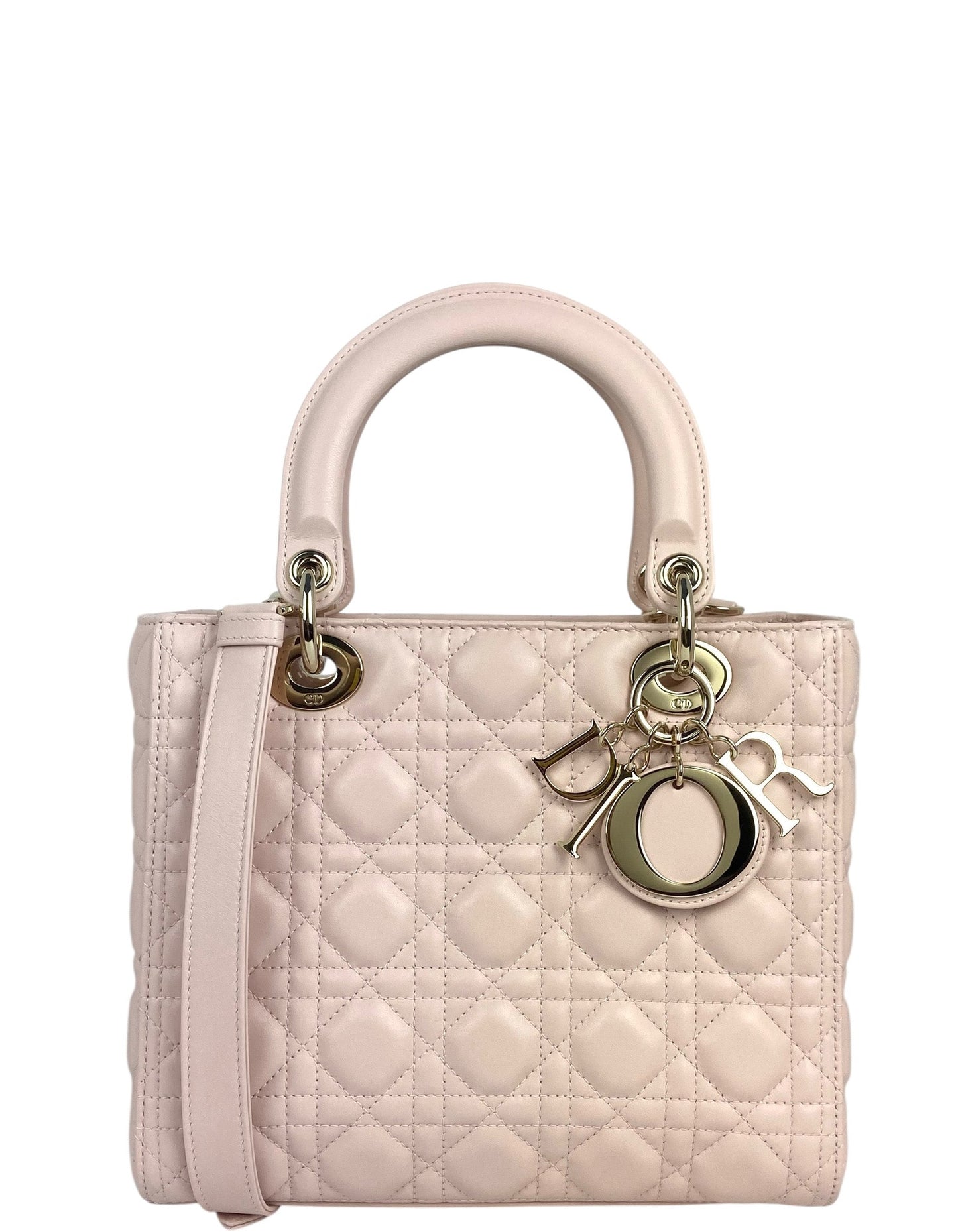 Dior Pink Leather Cannage Quilted Medium Lady Dior