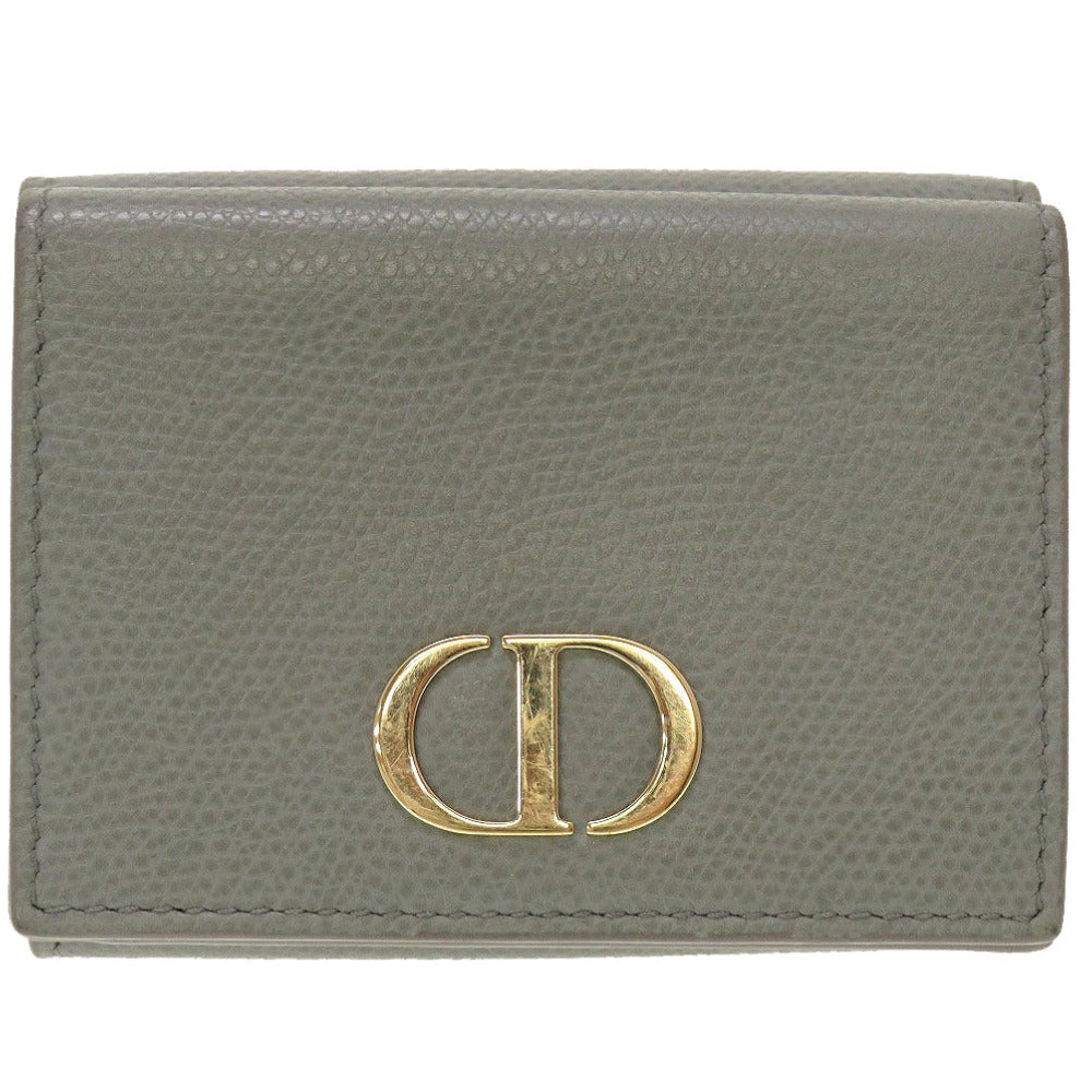 Christian Dior Tri-fold wallet leather gray Compact wallet
