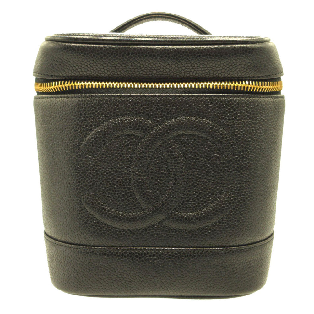 CHANEL Handbag Caviar skin black vanity vertical Women