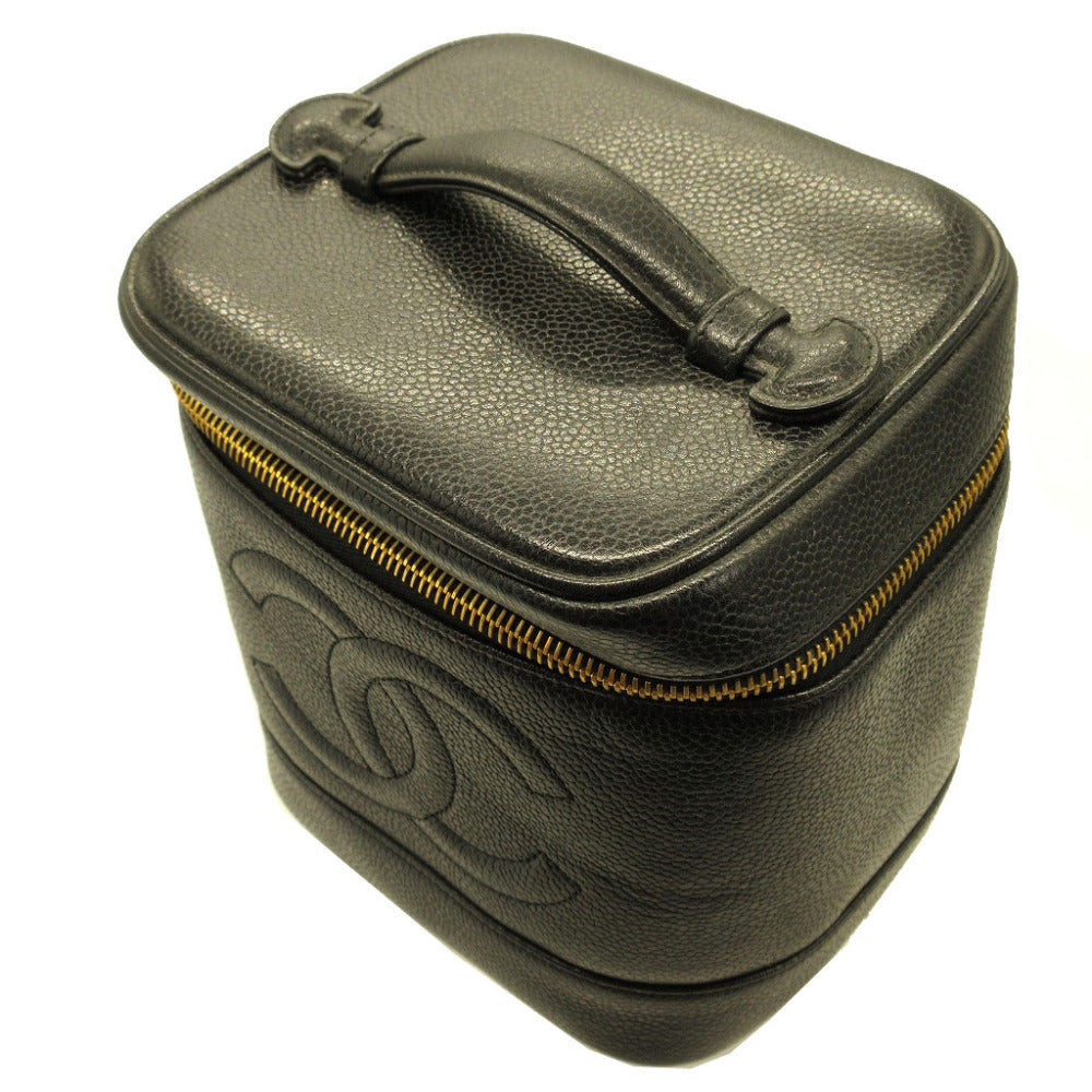 CHANEL Handbag Caviar skin black vanity vertical Women