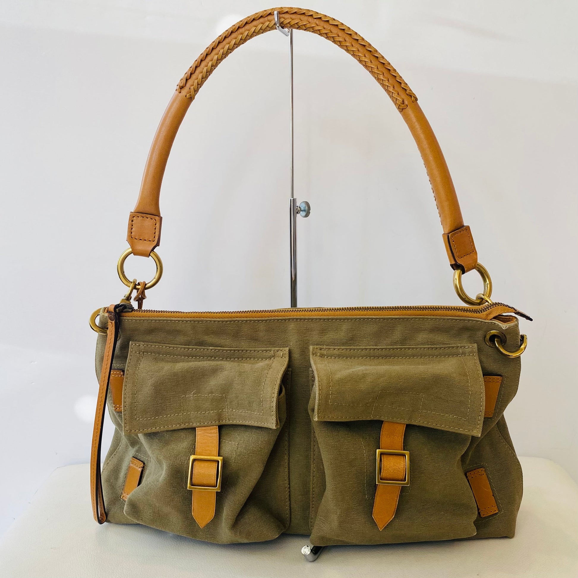 Gucci Leather Canvas Shoulder Bag Style 25