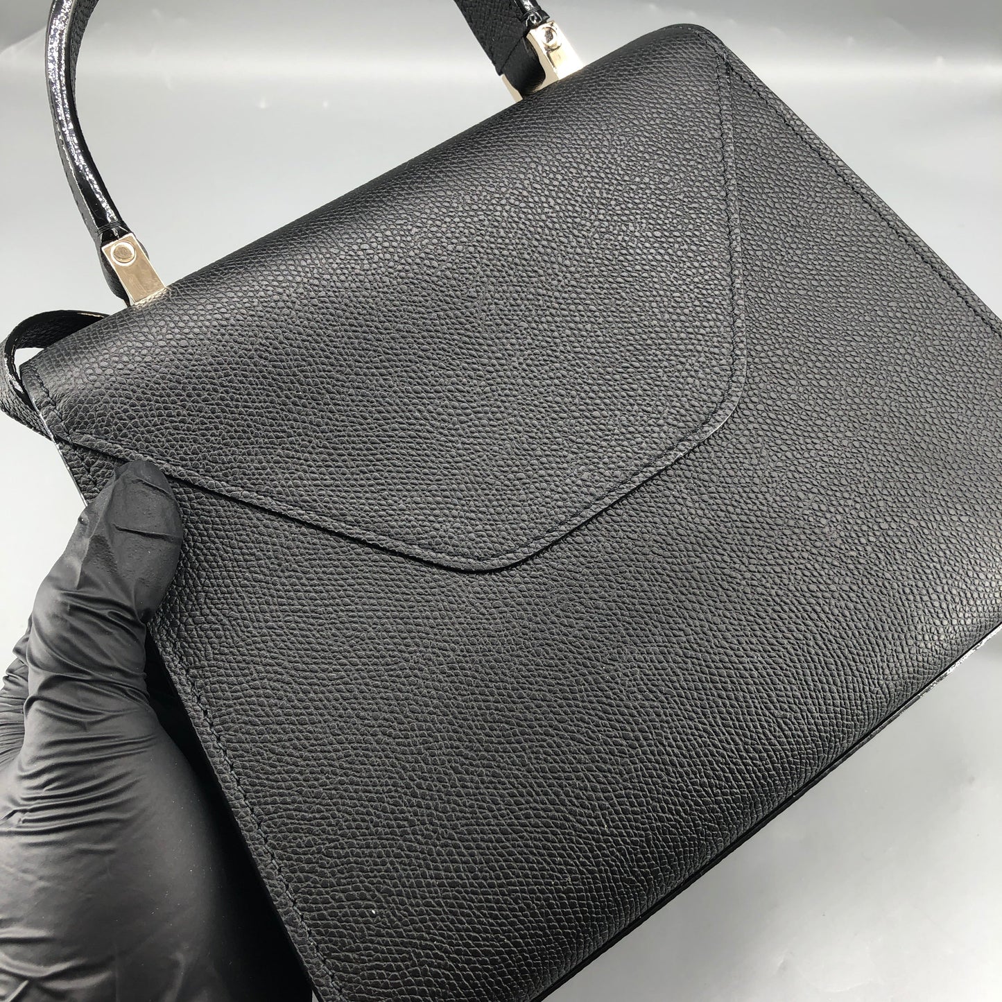 Valextra Iside Black Grained Calfskin Handbag