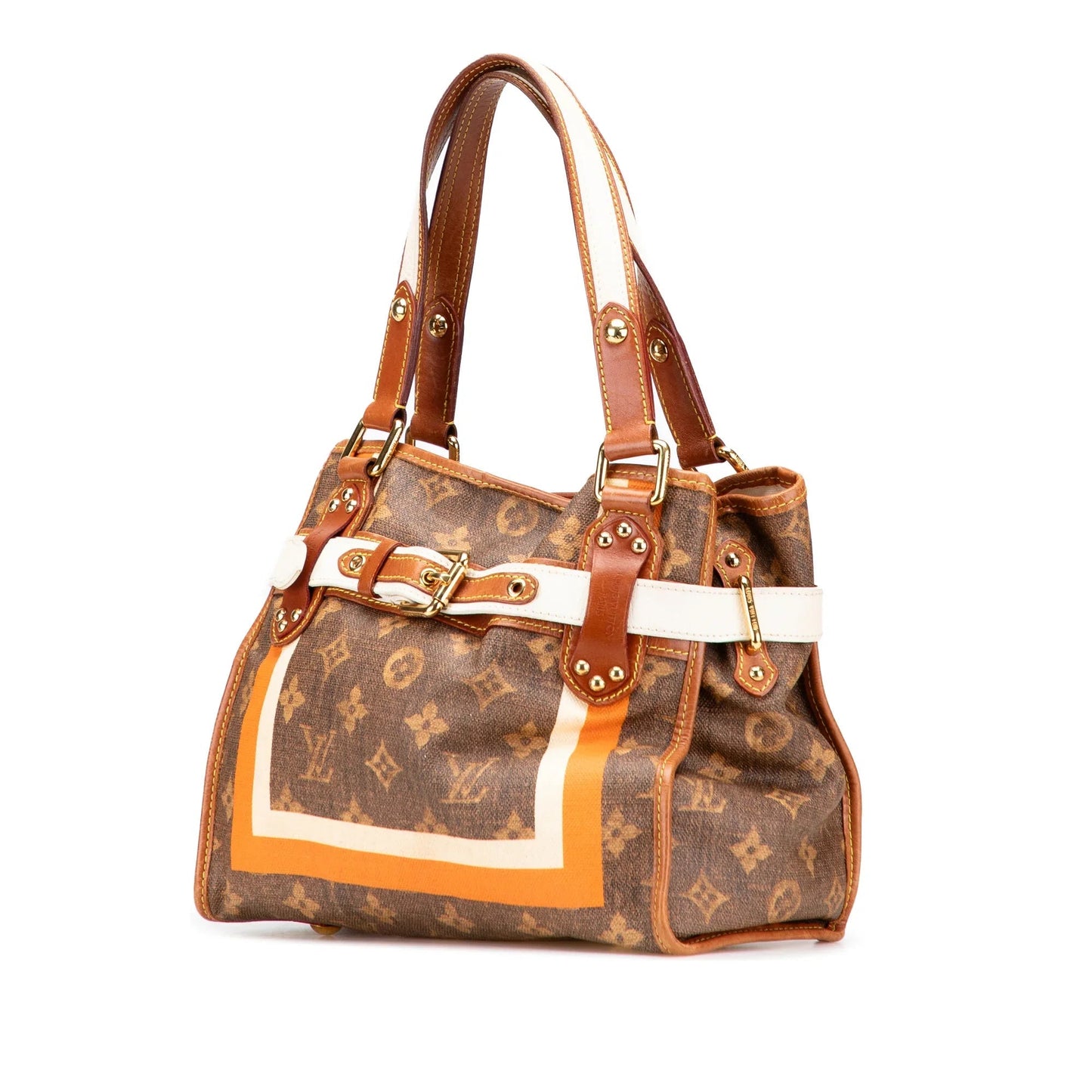 Brown Louis Vuitton Limited Edition Monogram Tisse Rayures PM Handbag