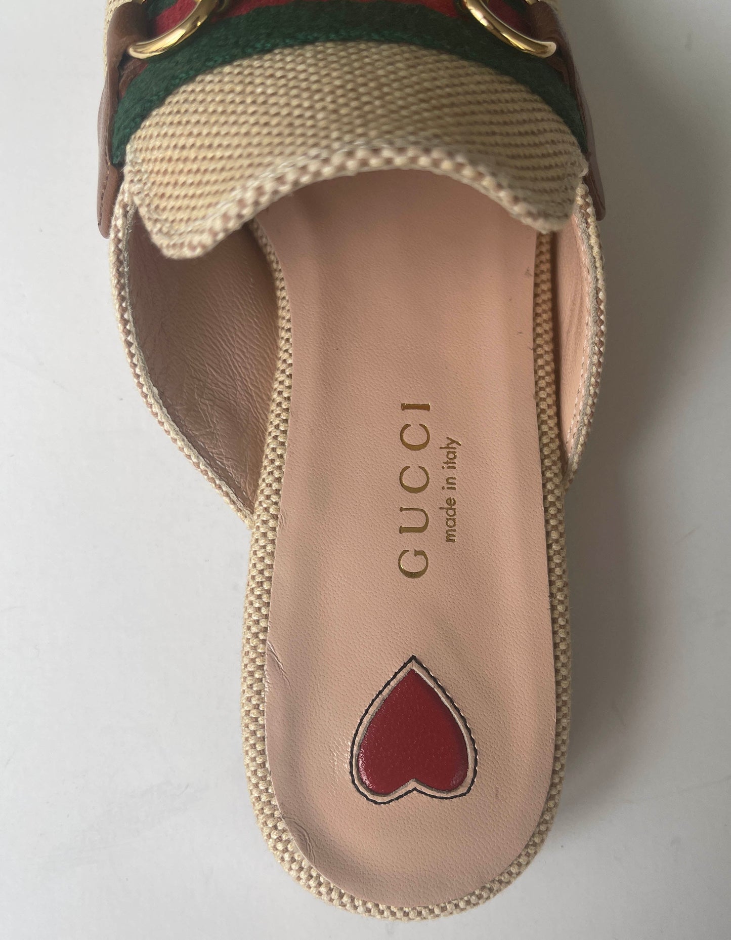 Gucci 2019 NEW Beige Princetown Canvas Bit Mules sz 34.5