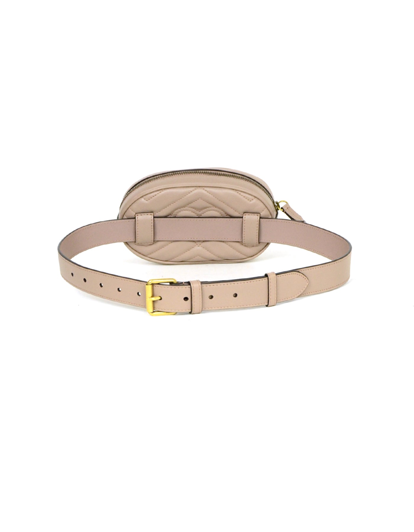 Gucci Porcelain Rose Beige GG Marmont Small Matelasse Belt Bag sz 85/34"