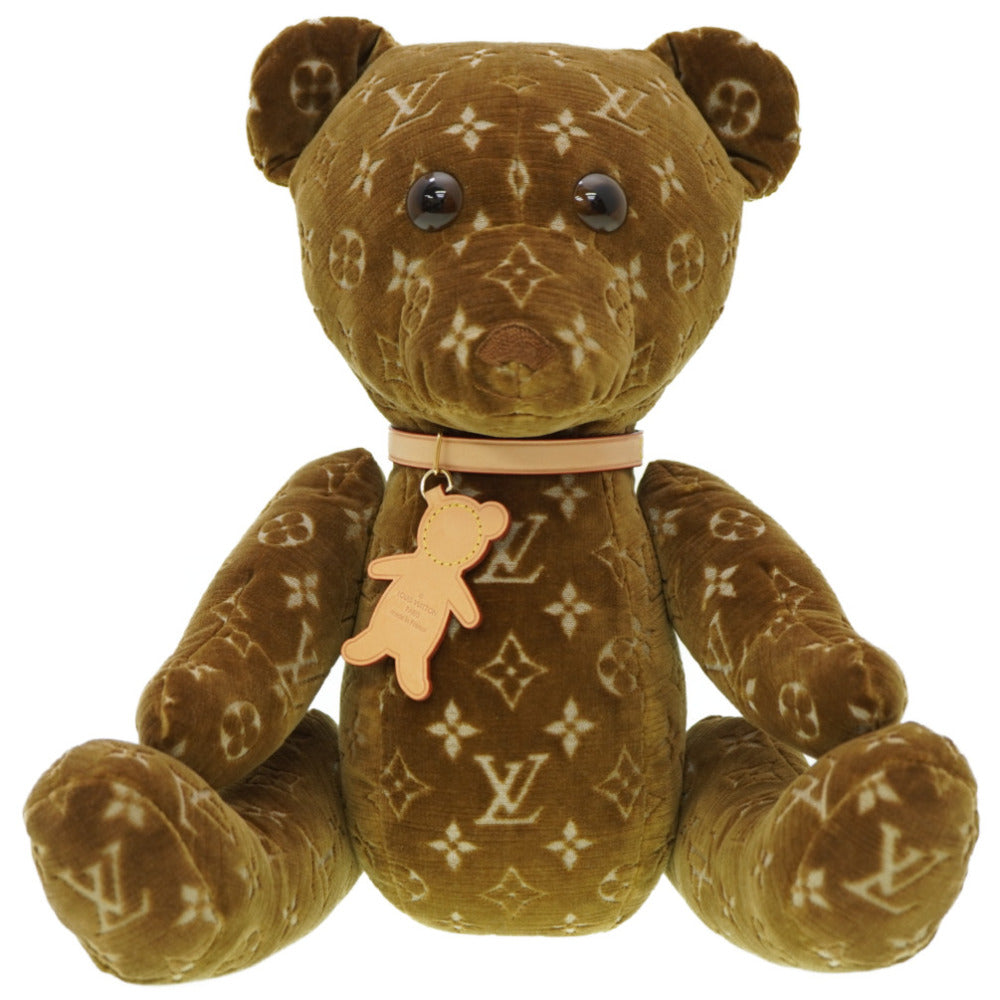 LOUIS VUITTON Plush Doll GI0739 Velor Brown Monogram Dudu Teddy Bear 2021 Limited Women