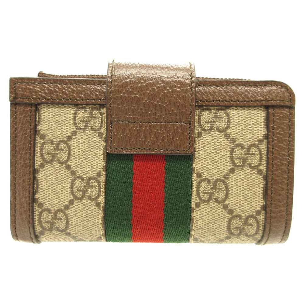 GUCCI Card Case 699353 GG canvas, leather beige Compact wallet Ofidia GG Marmont Women