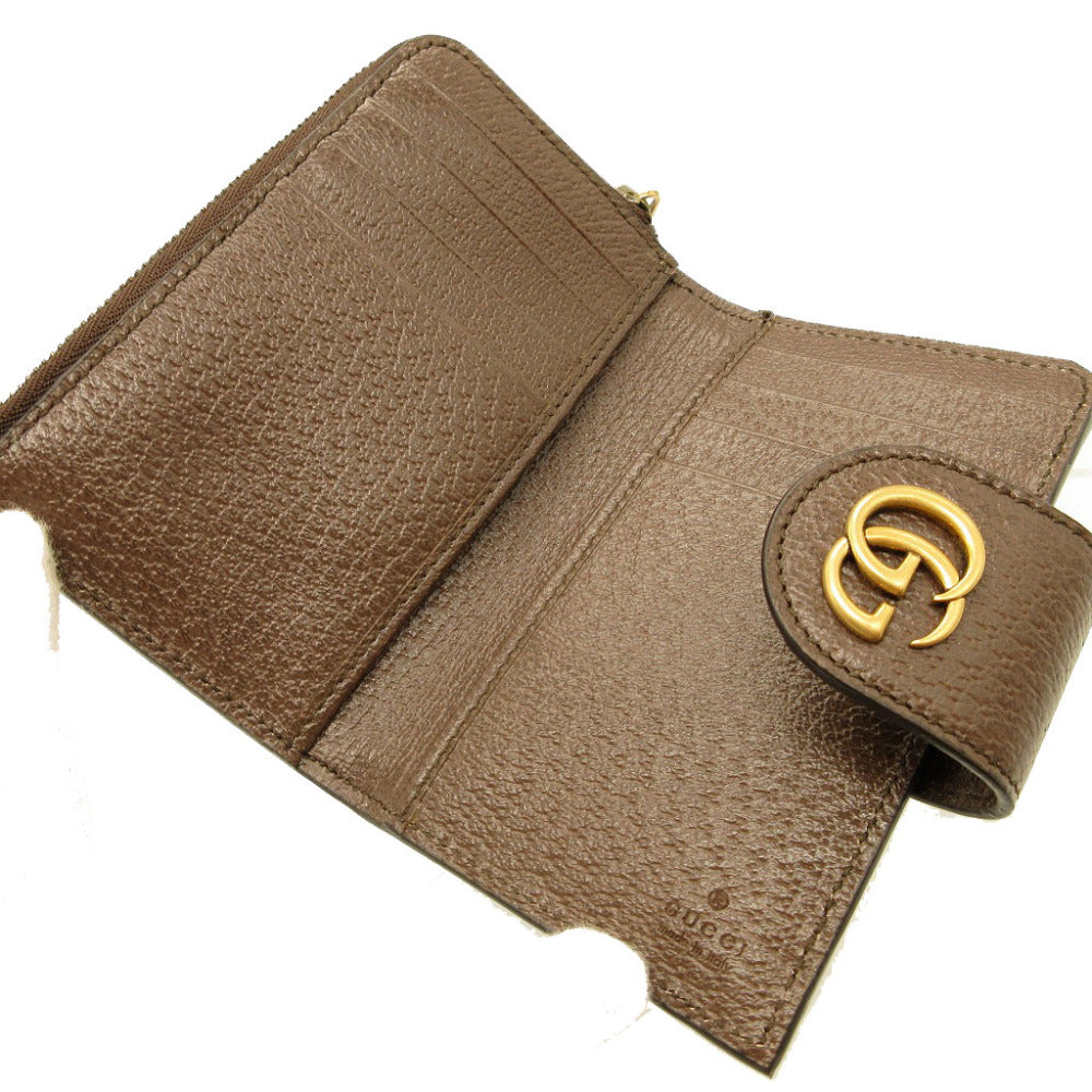 GUCCI Card Case 699353 GG canvas, leather beige Compact wallet Ofidia GG Marmont Women