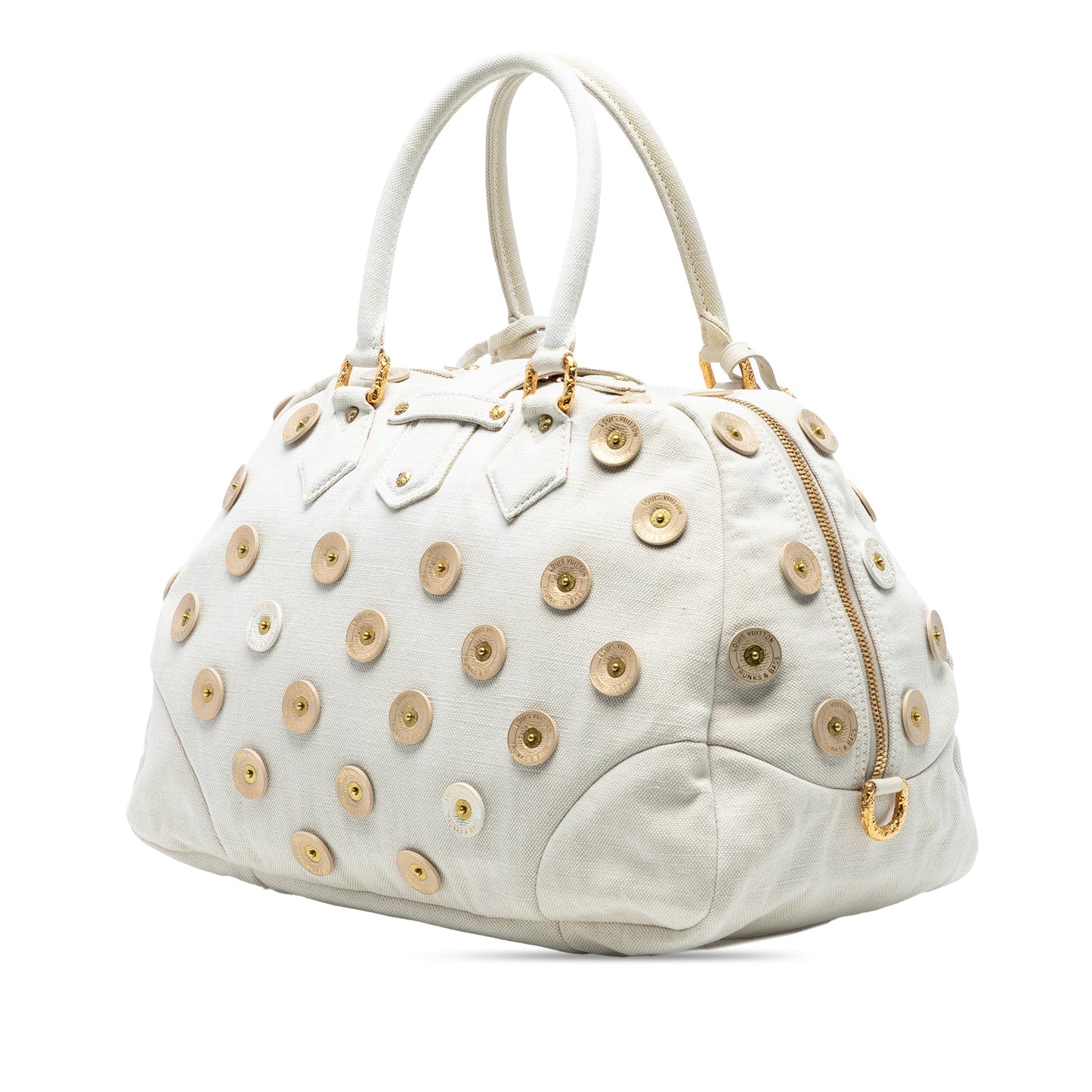 White Louis Vuitton Polka Dots Bowly Handbag