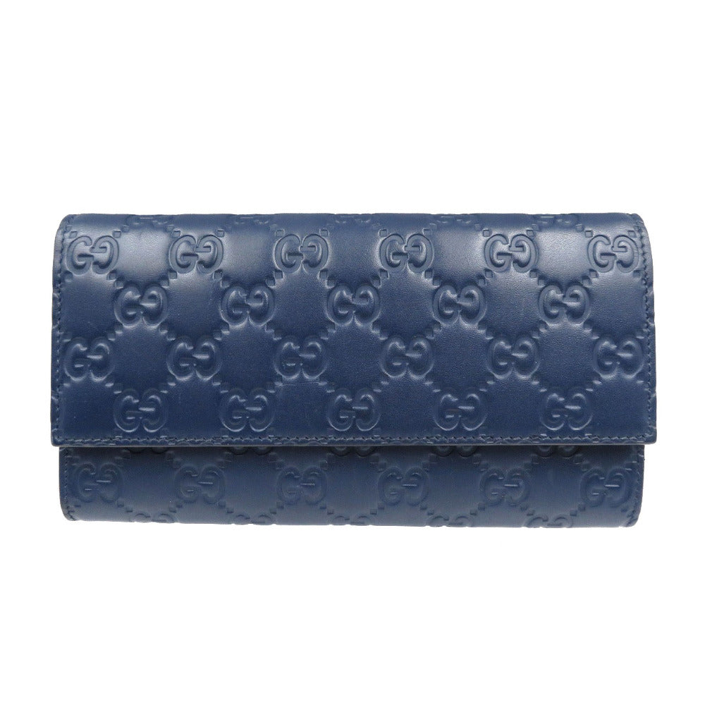 GUCCI Long Wallet Purse 410100 leather Navy Guccisima Women