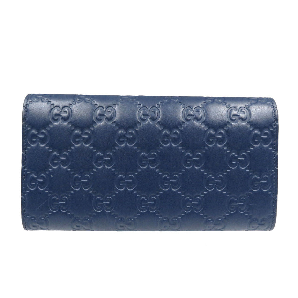 GUCCI Long Wallet Purse 410100 leather Navy Guccisima Women