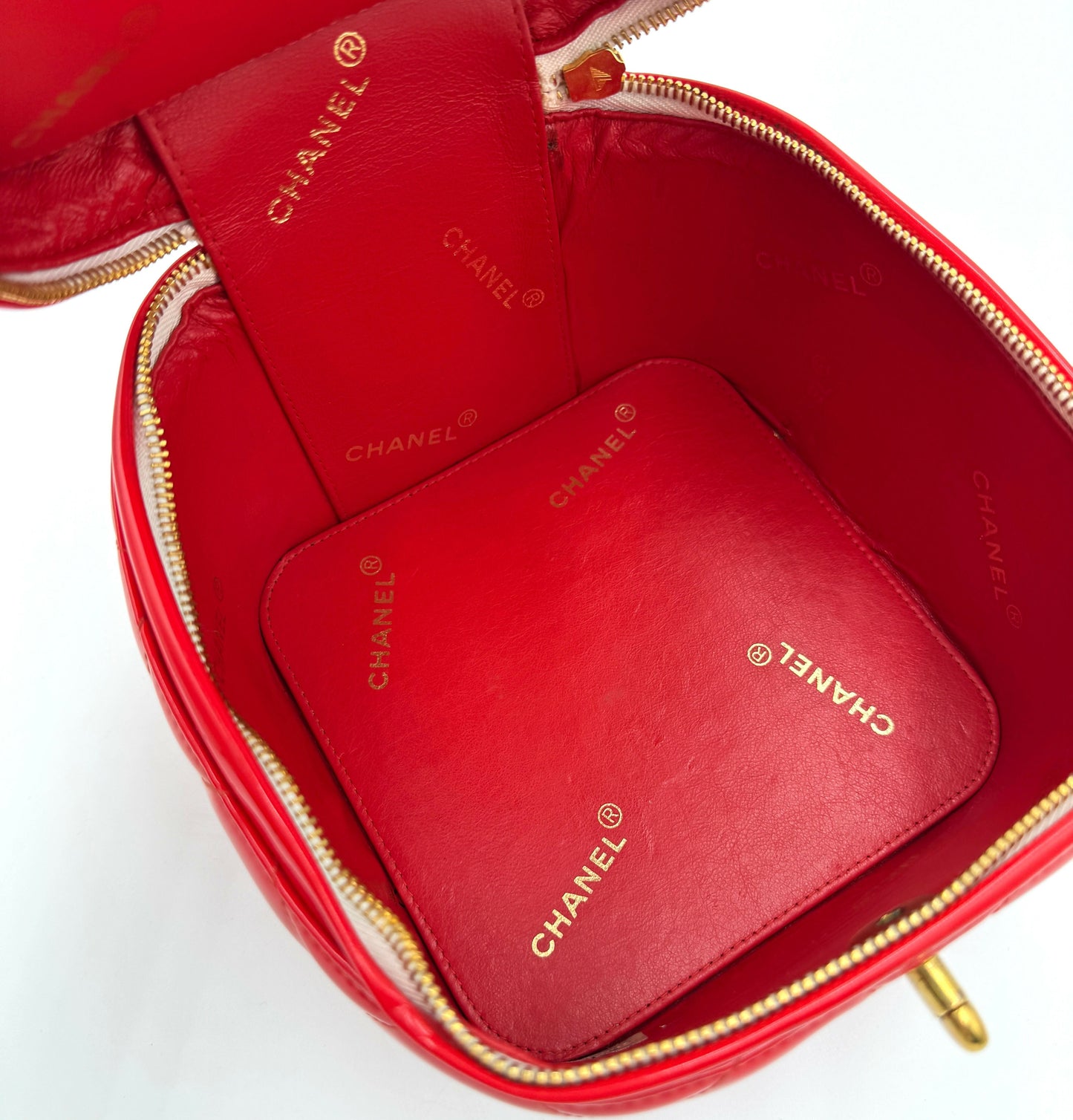 Chanel 1995  Barbie Red Heart-Mirror Vanity Case Bag