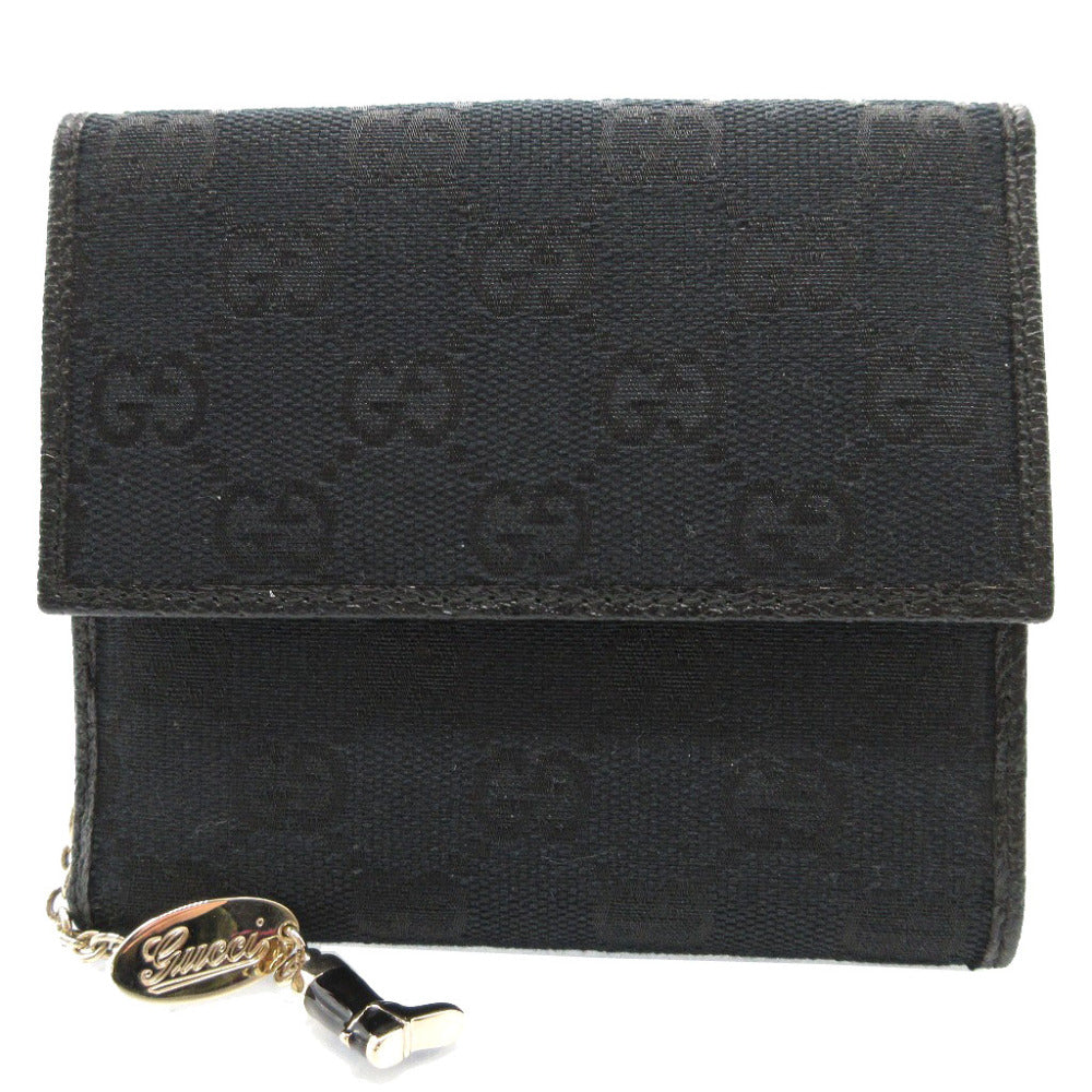 GUCCI Bifold Wallet 154182 GG canvas, leather black W Hook Wallet  Women