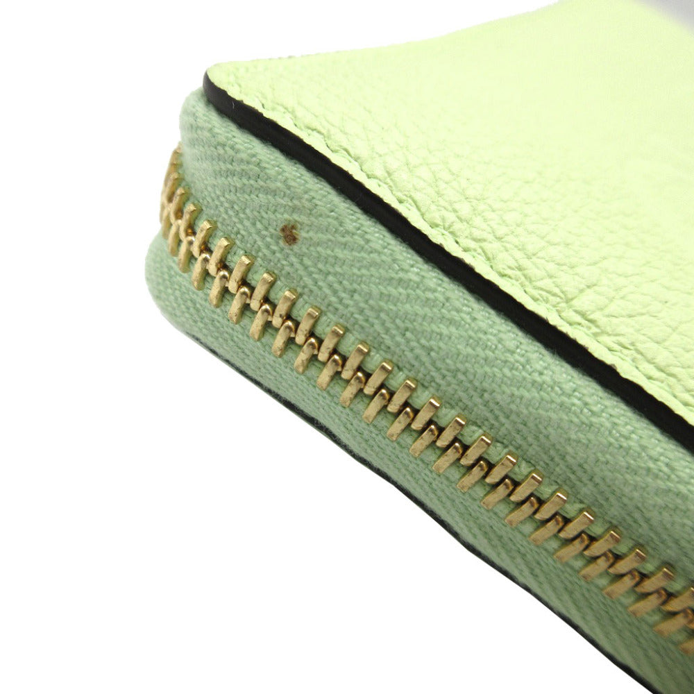 GUCCI Long Wallet Purse 658691 leather Light green Zip Around logo Women