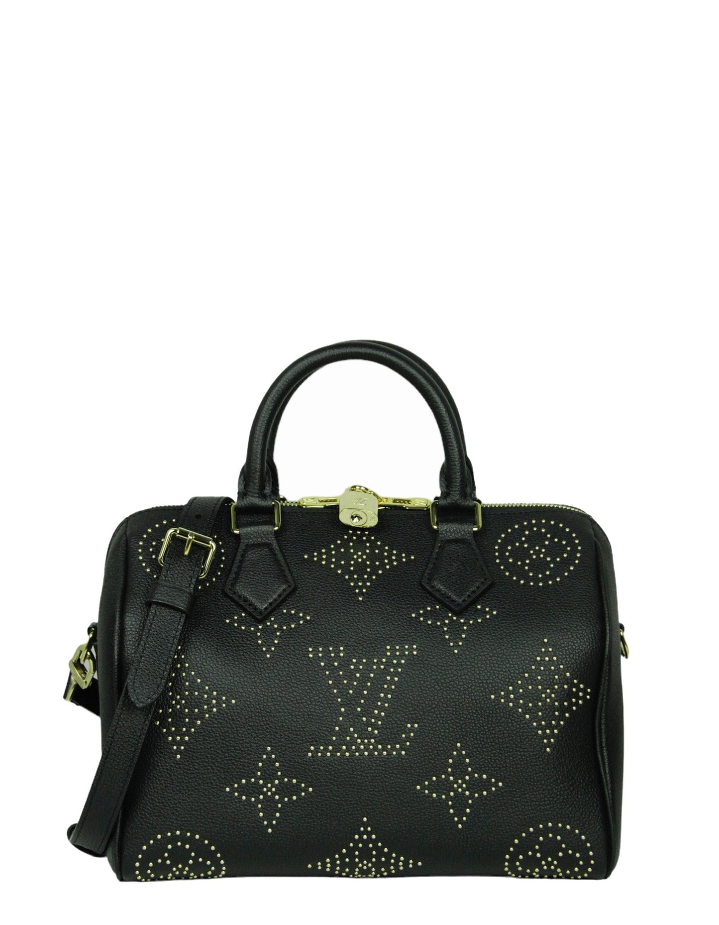 Louis Vuitton Black Studded Monogram Giant Speedy Bandouliere 25
