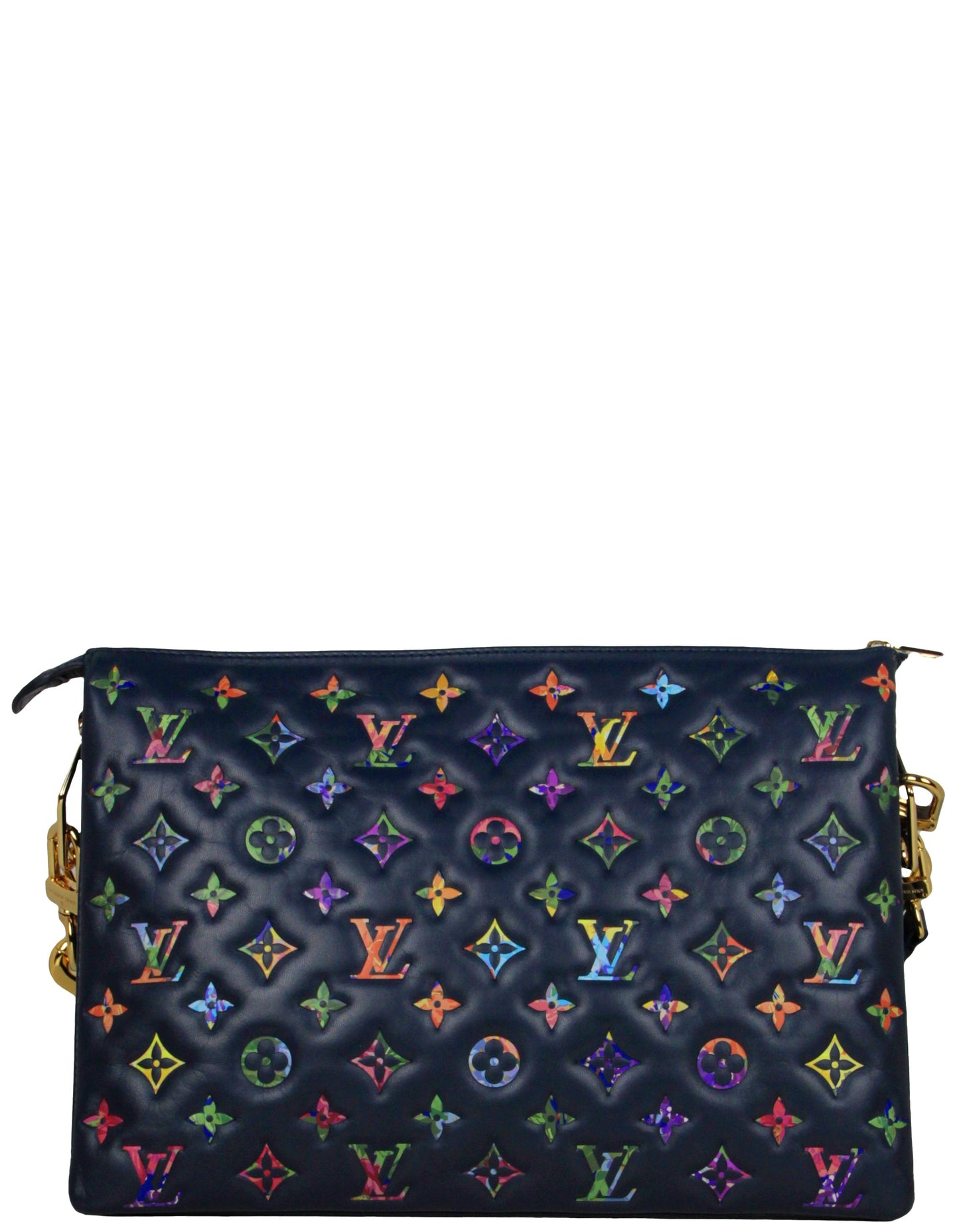 Louis Vuitton 2022 Blue Embossed Multicolor Floral Monogram Coussin MM Bag