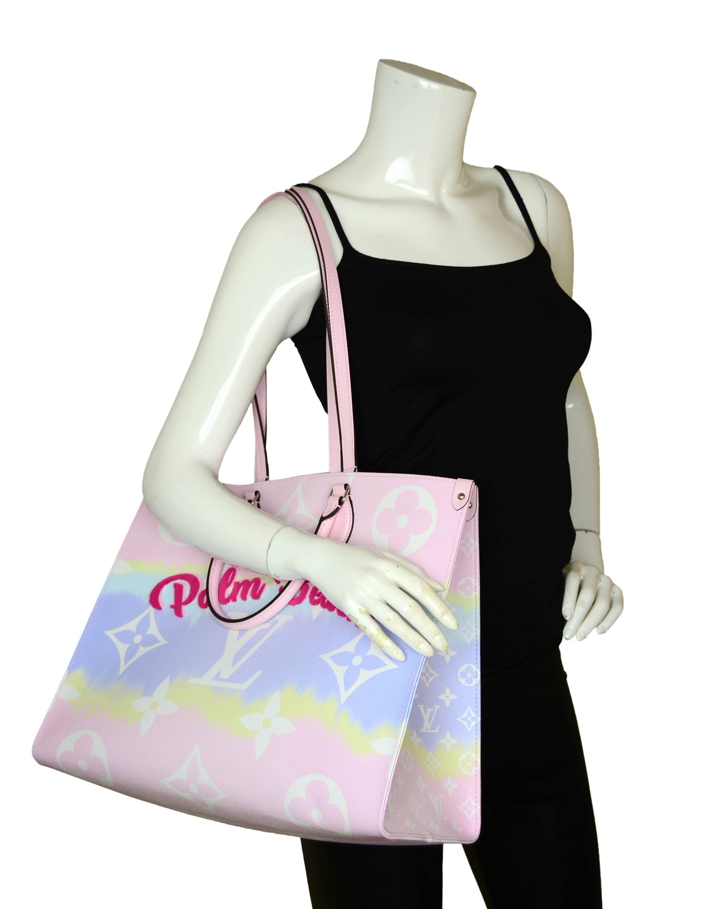 Louis Vuitton Pink Pastel "Palm Beach" Monogram Escale Onthego GM Tote Bag
