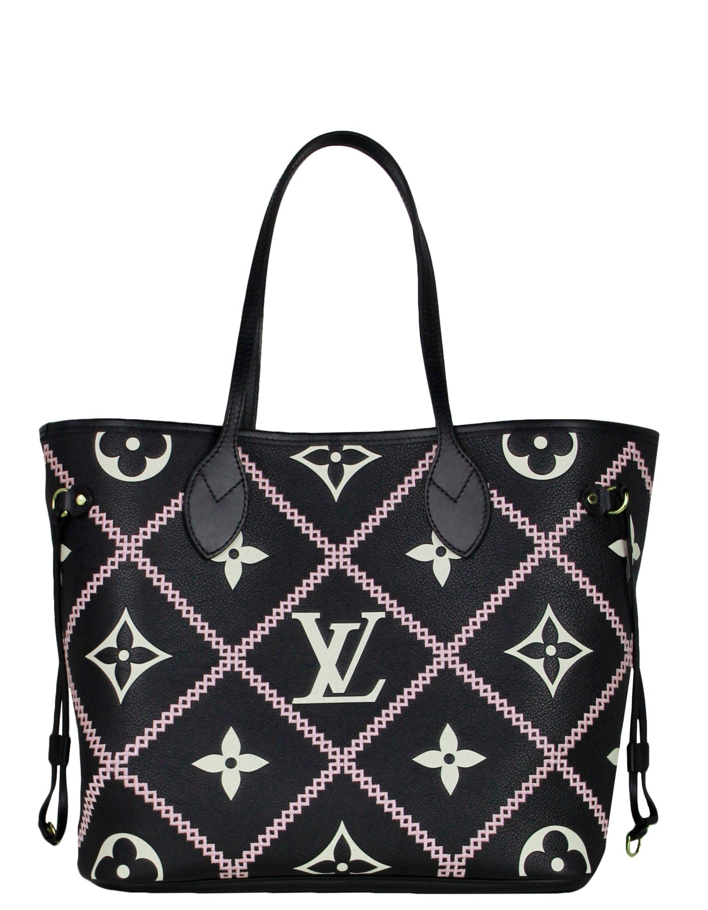 Louis Vuitton '22 Black Empreinte Monogram Giant Broderies Neverfull MM Bag