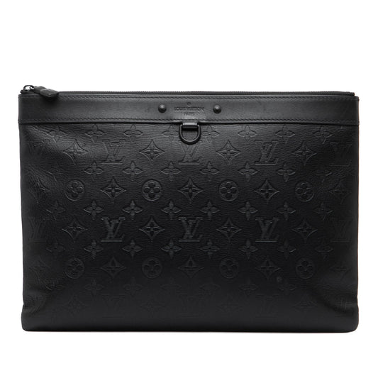 Black Louis Vuitton Monogram Shadow Discovery Pochette Clutch Bag
