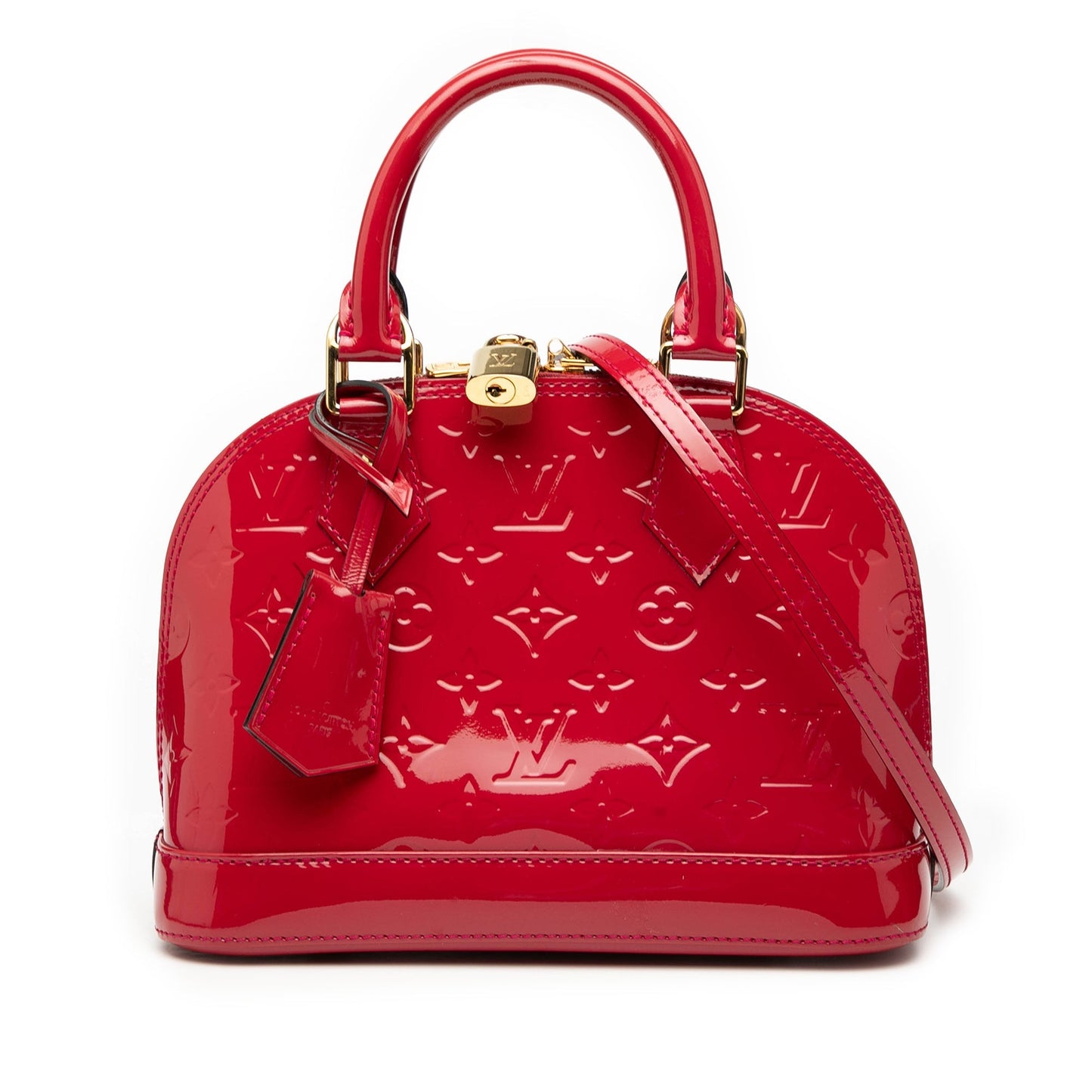 Red Louis Vuitton Monogram Vernis Alma BB Satchel