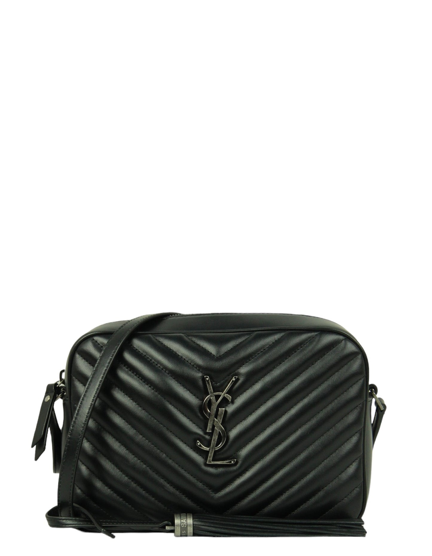 Saint Laurent Black Calfskin Matelasse Monogram Lou Camera Bag