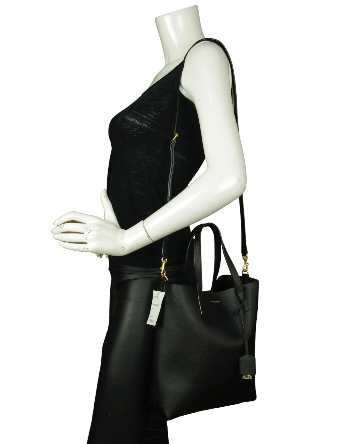Saint Laurent Black Calfskin Toy Shopping Tote