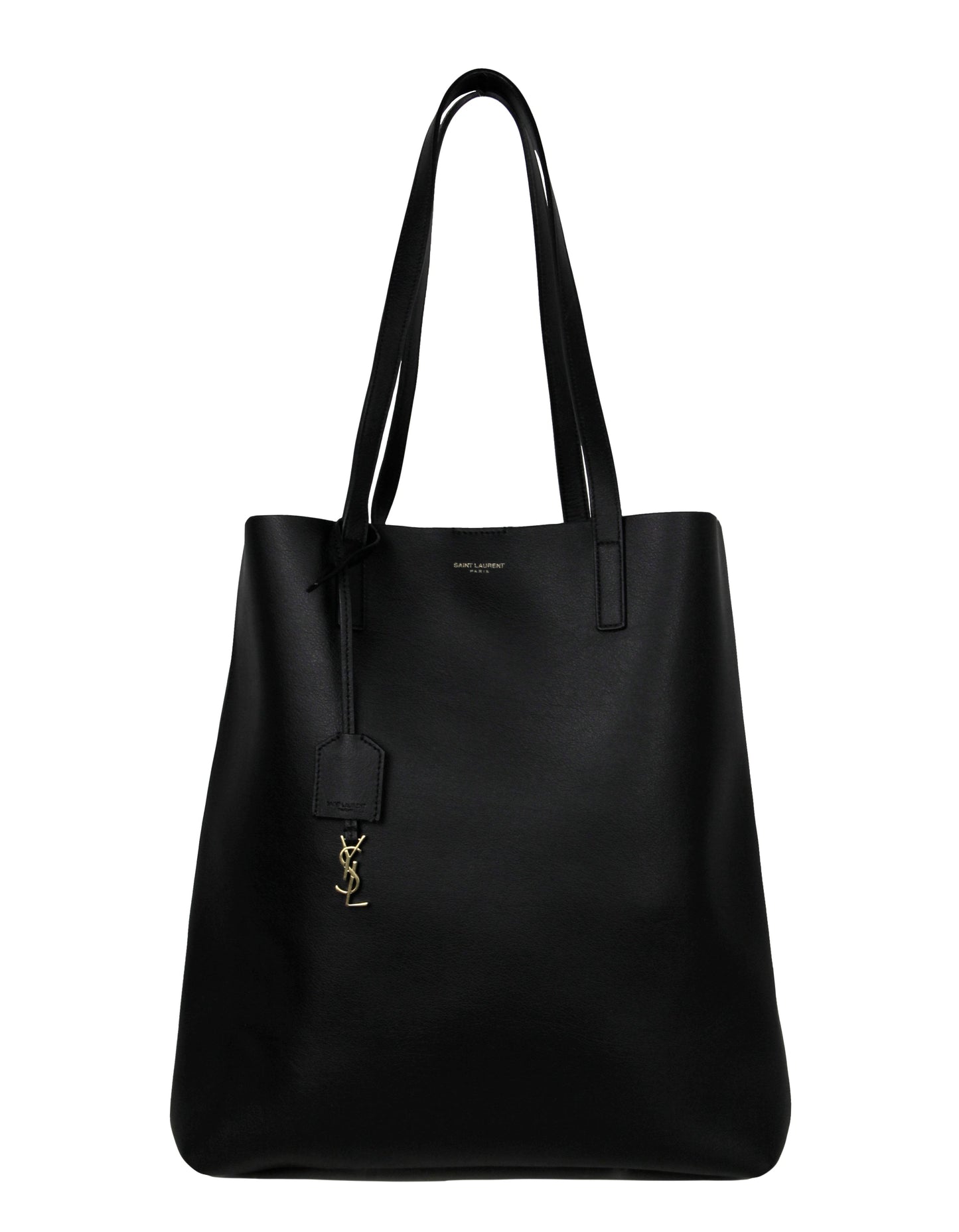 Saint Laurent Black Calfskin Medium Shopping Tote Bag