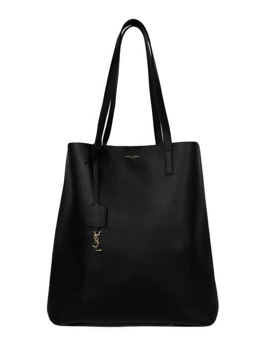 Saint Laurent Black Calfskin Medium Shopping Tote Bag