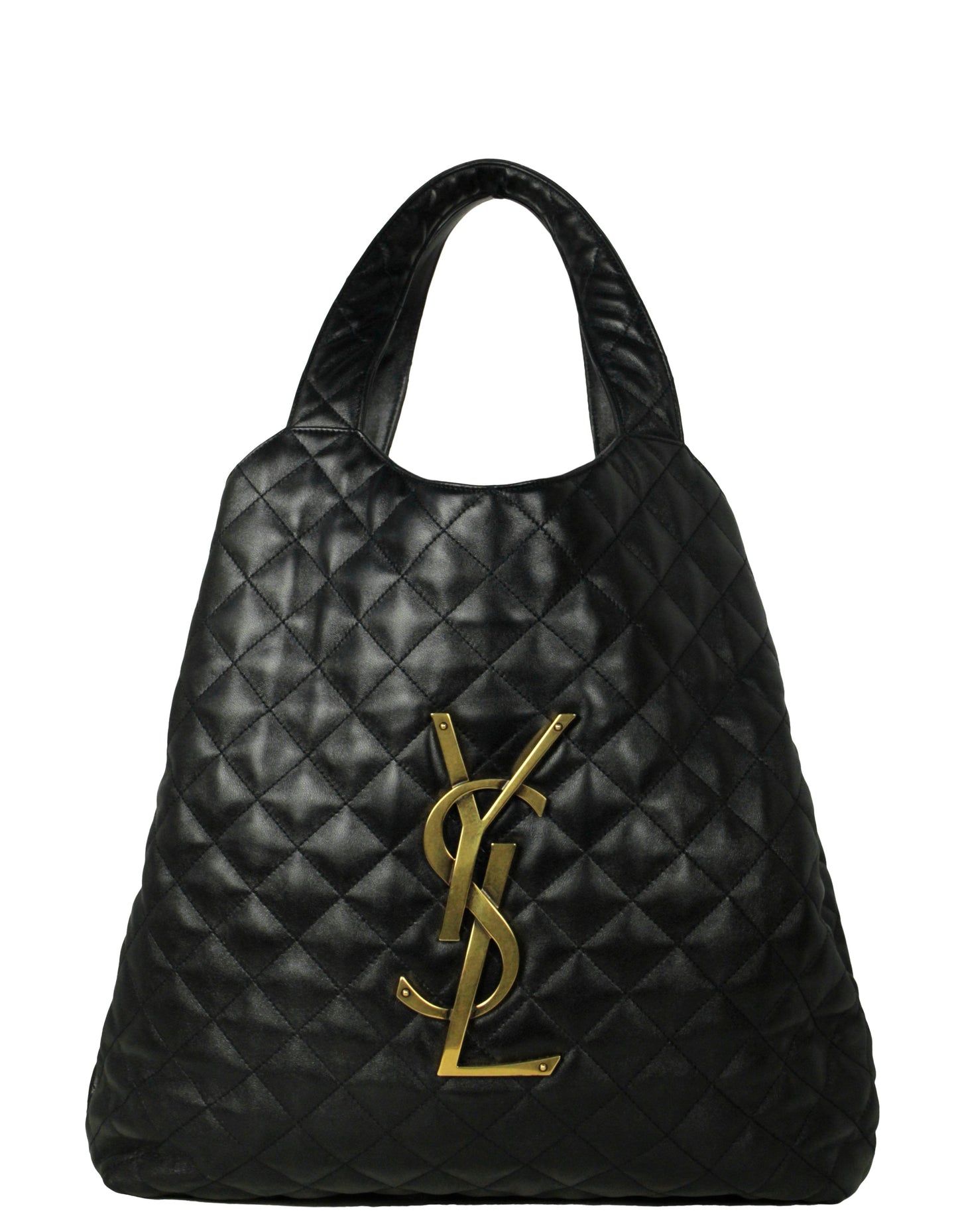 Saint Laurent Black Quilted Leather Icare Maxi Shopping Tote Bag