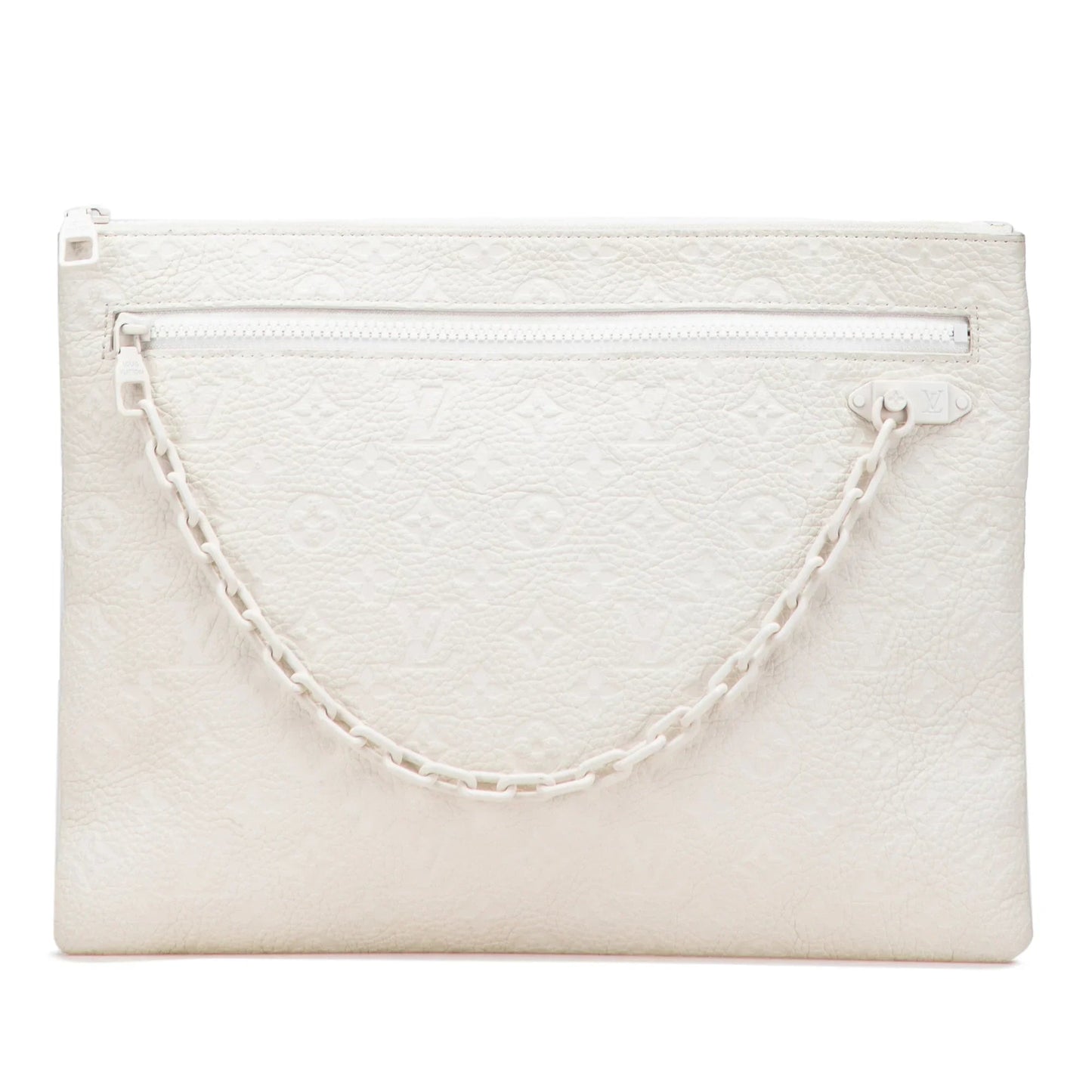 White Louis Vuitton Monogram Taurillon A4 Pouch Clutch Bag