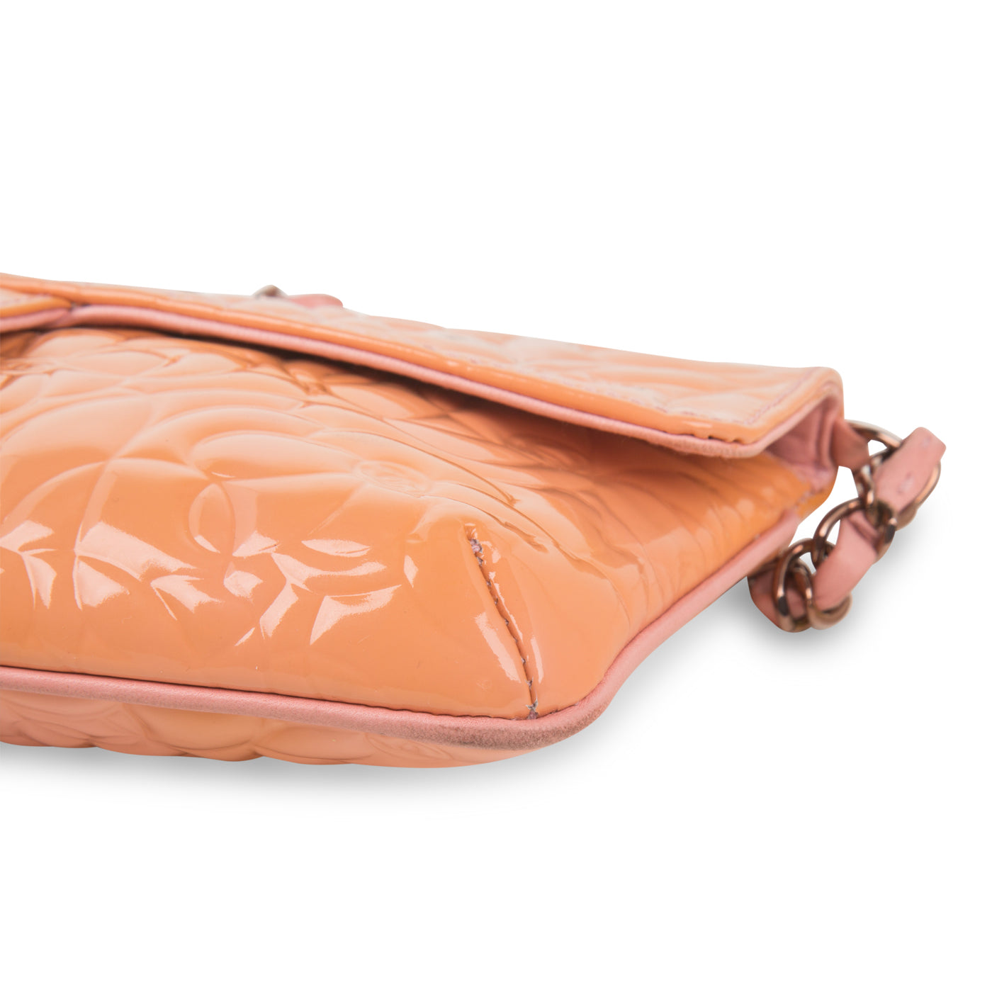Chanel Peach Patent Camellia Bag