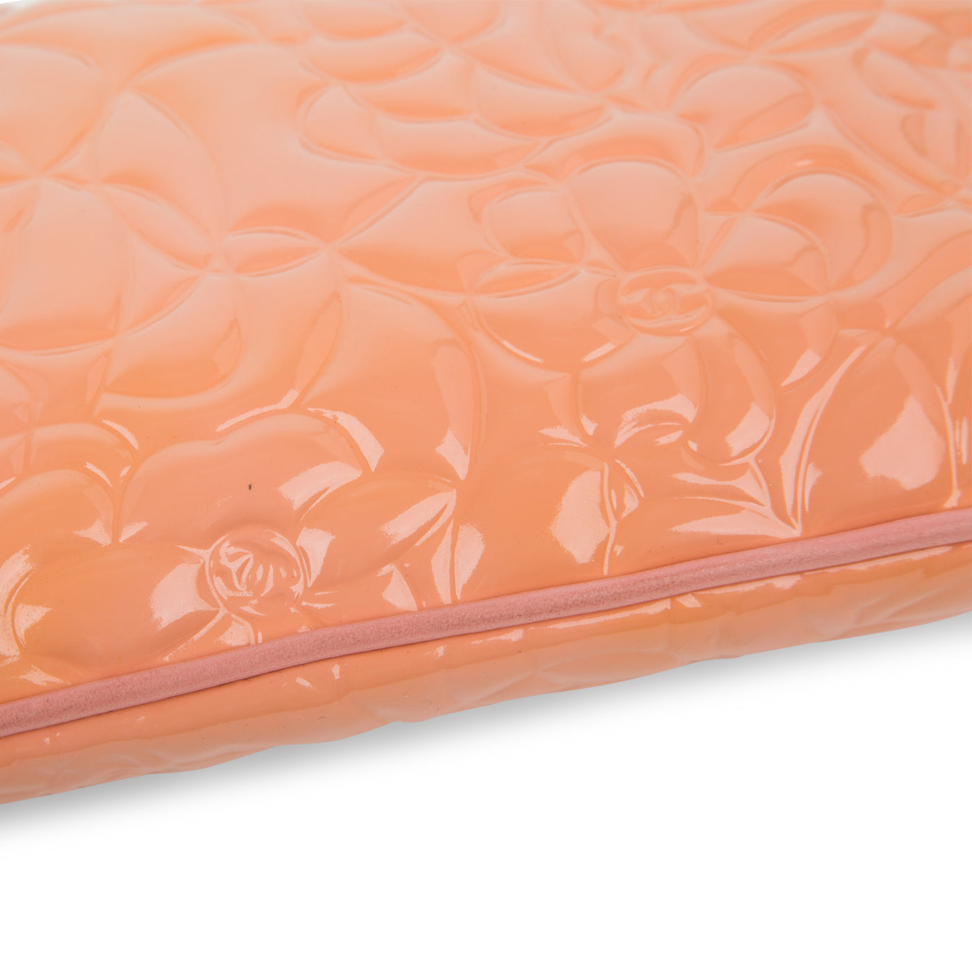 Chanel Peach Patent Camellia Bag
