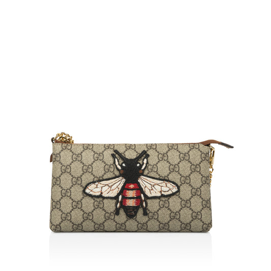 Gucci Monogram Chain Leather Clutch