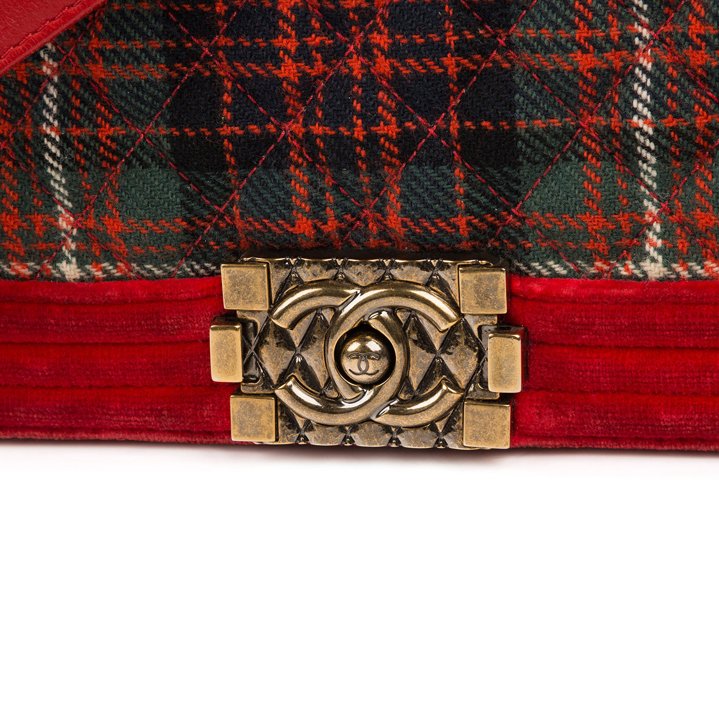 Chanel Tartan/Velvet Medium Boy Bag