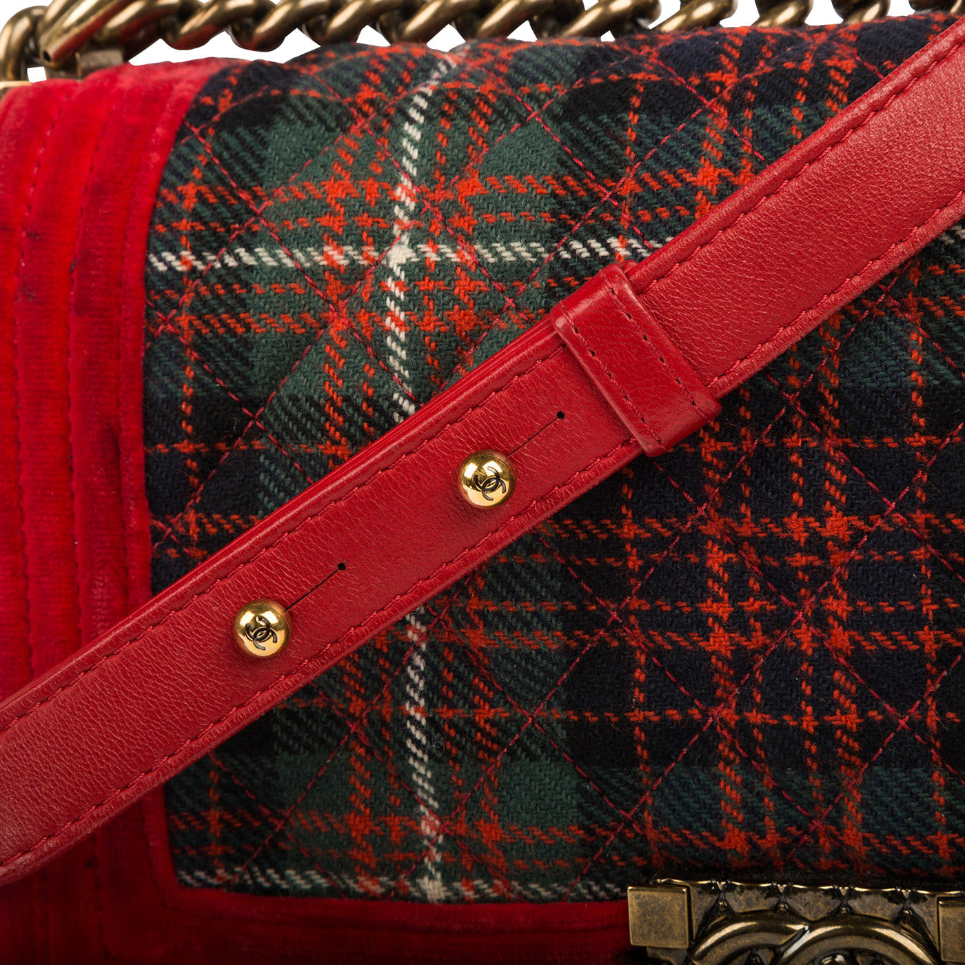 Chanel Tartan/Velvet Medium Boy Bag