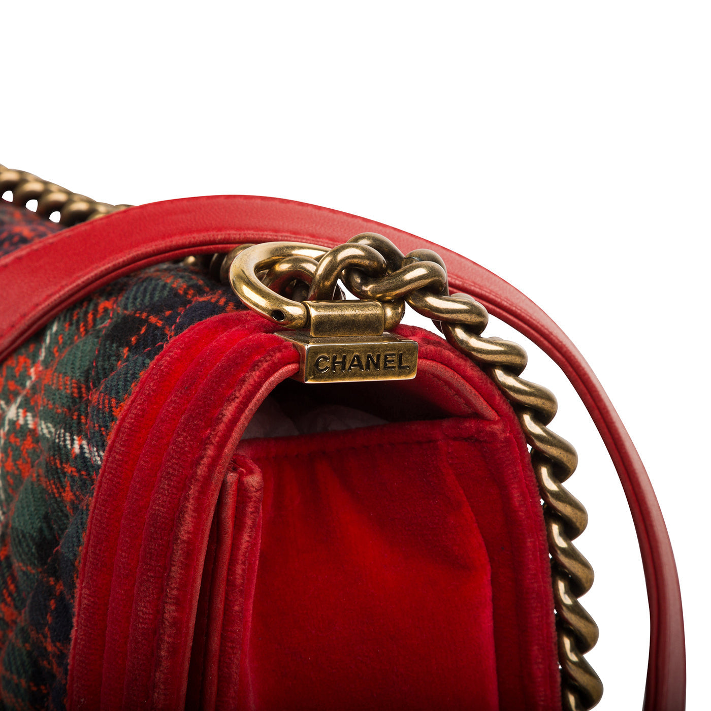 Chanel Tartan/Velvet Medium Boy Bag