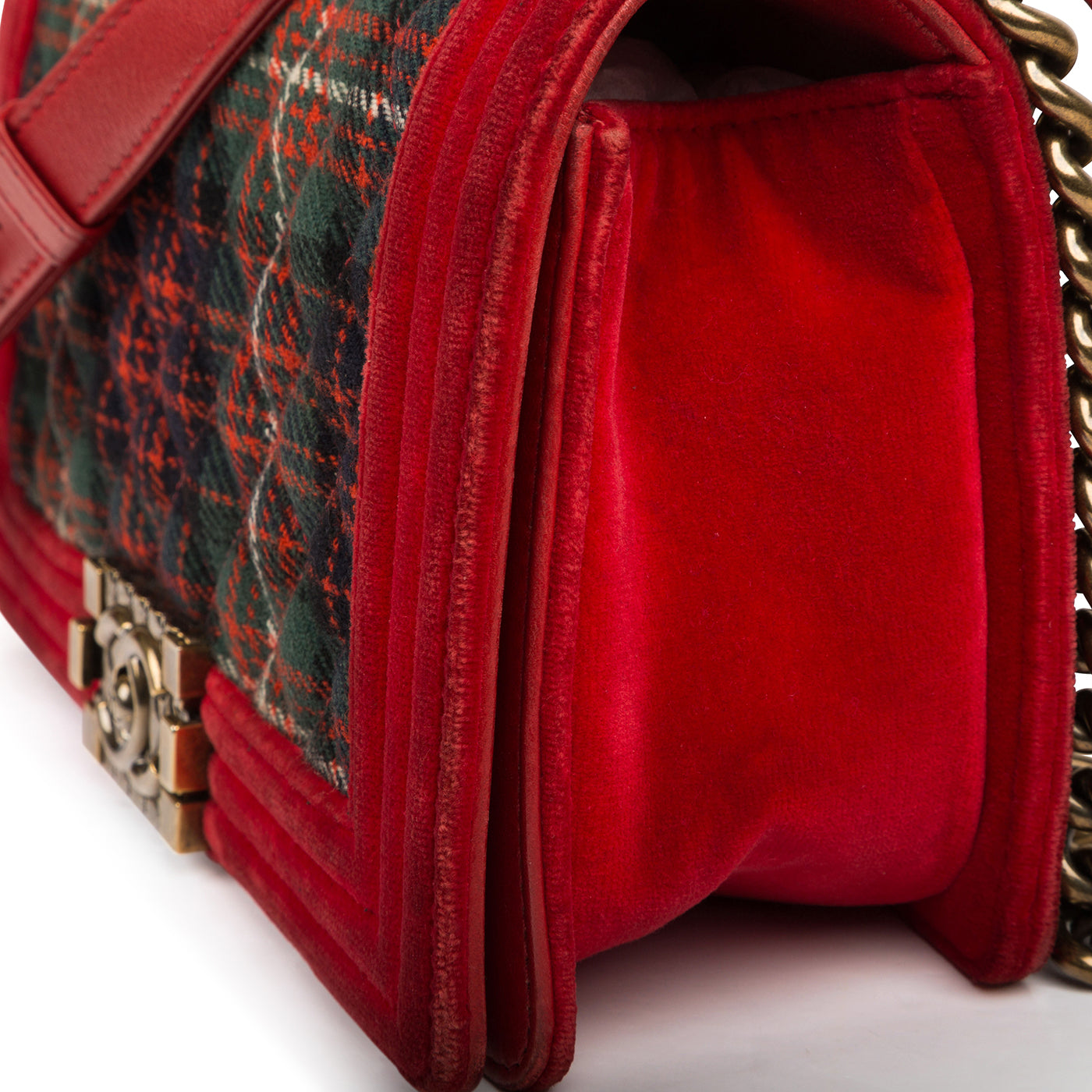 Chanel Tartan/Velvet Medium Boy Bag