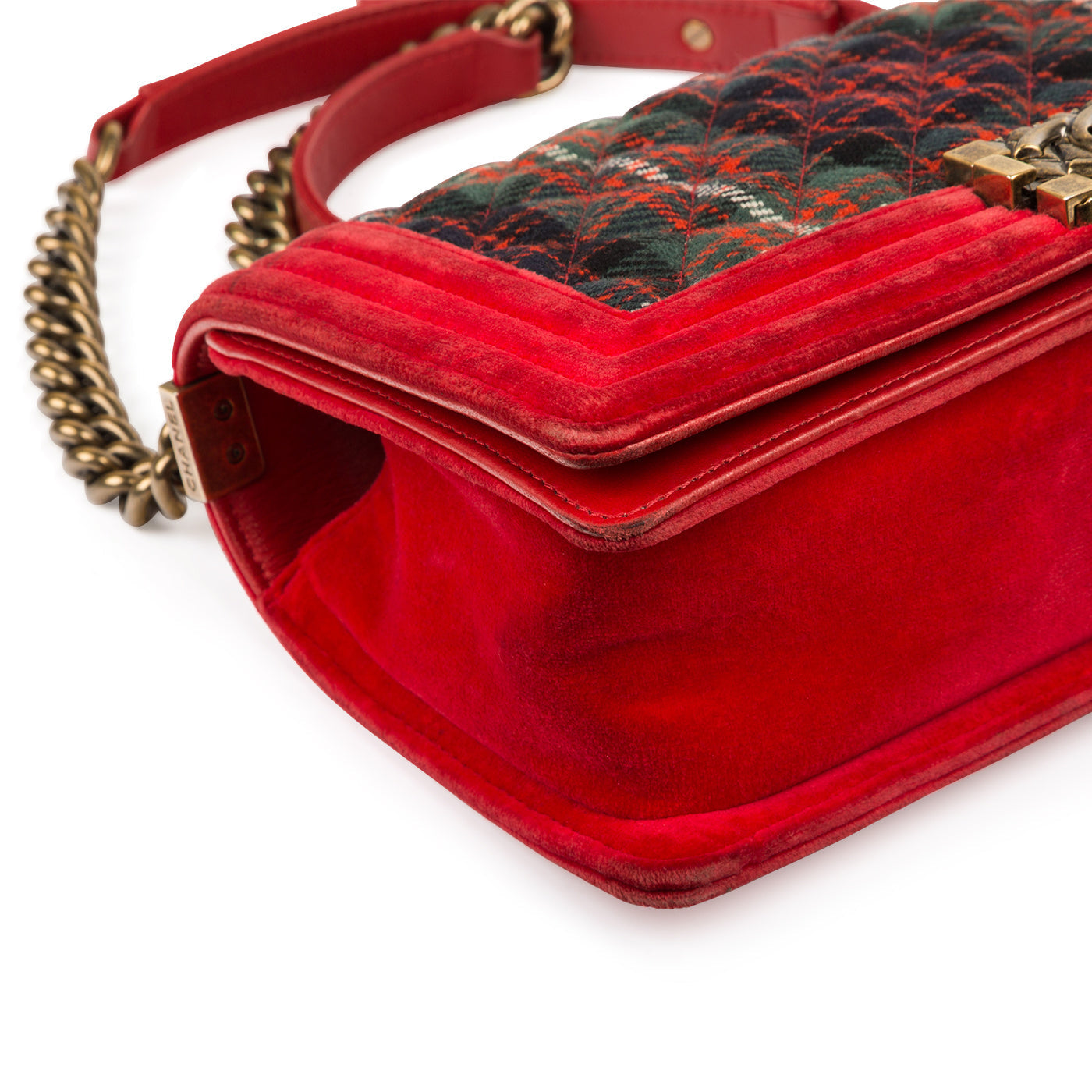 Chanel Tartan/Velvet Medium Boy Bag