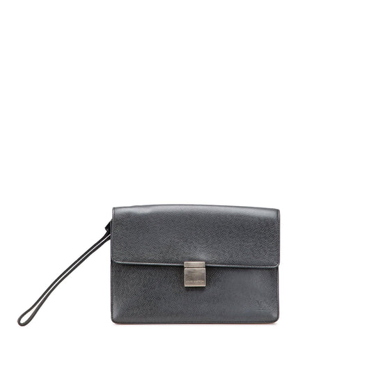 Black Louis Vuitton Taiga Selenga Clutch Bag