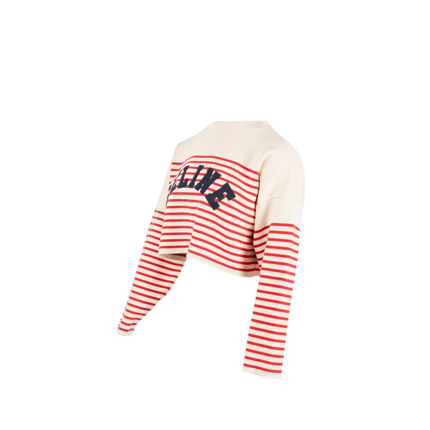 Celine Size Striped Logo Sweater Cotton/Polyamide Red/White