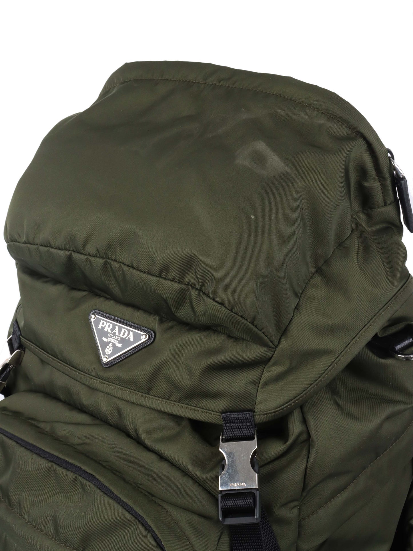 Prada Green Nylon Buckled Backpack.
