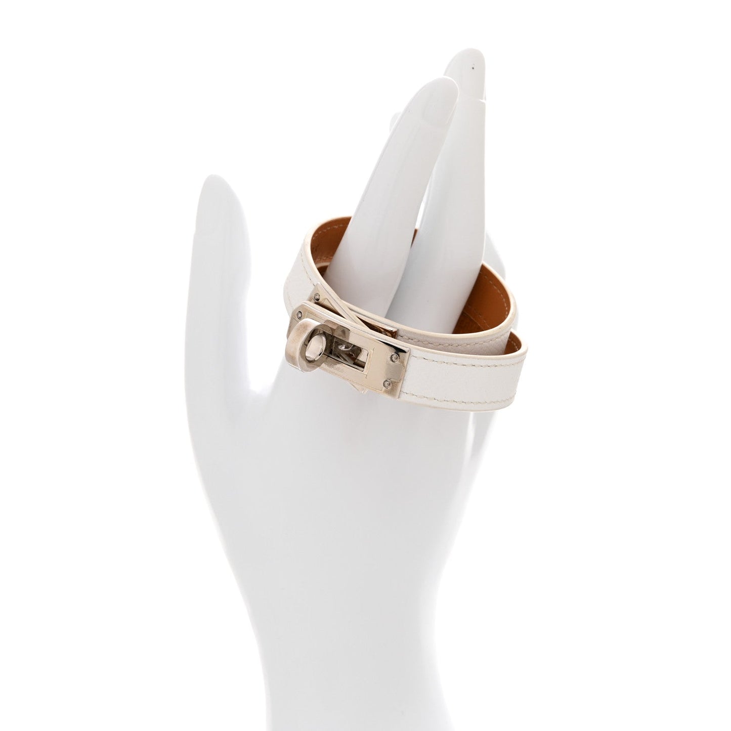 Hermes Epsom Kelly Double Tour Bracelet S White
