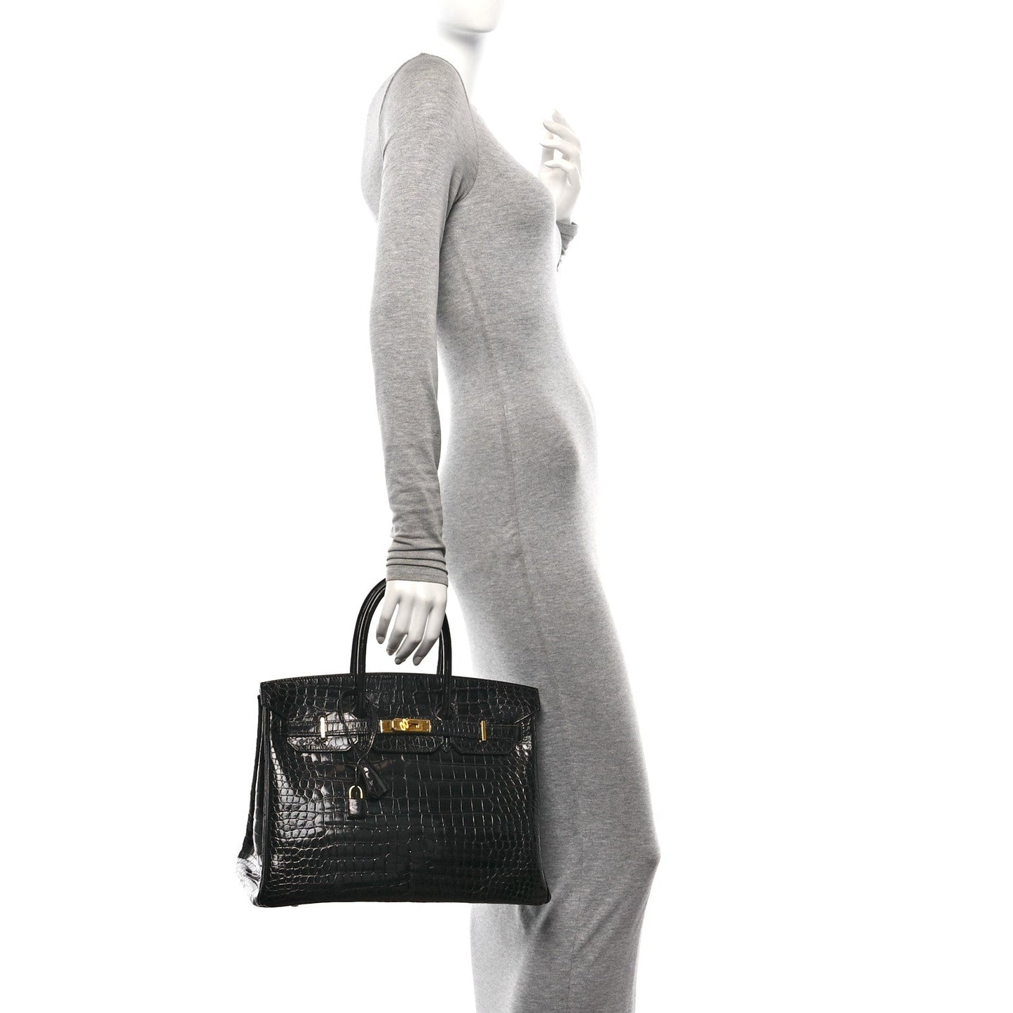 Hermes Shiny Porosus Crocodile Birkin 35 Black